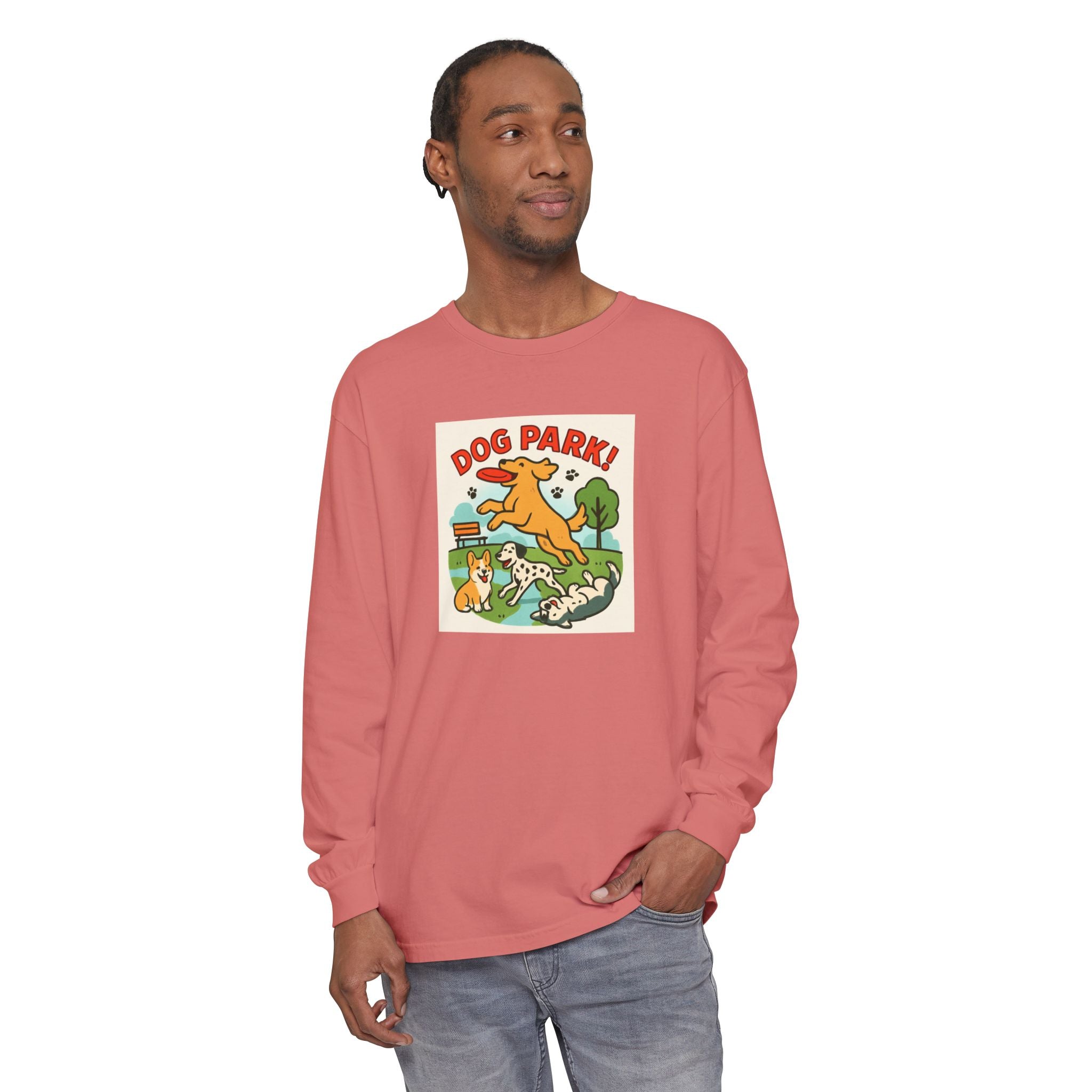 Dog Park Unisex Garment-dyed Long Sleeve T-Shirt