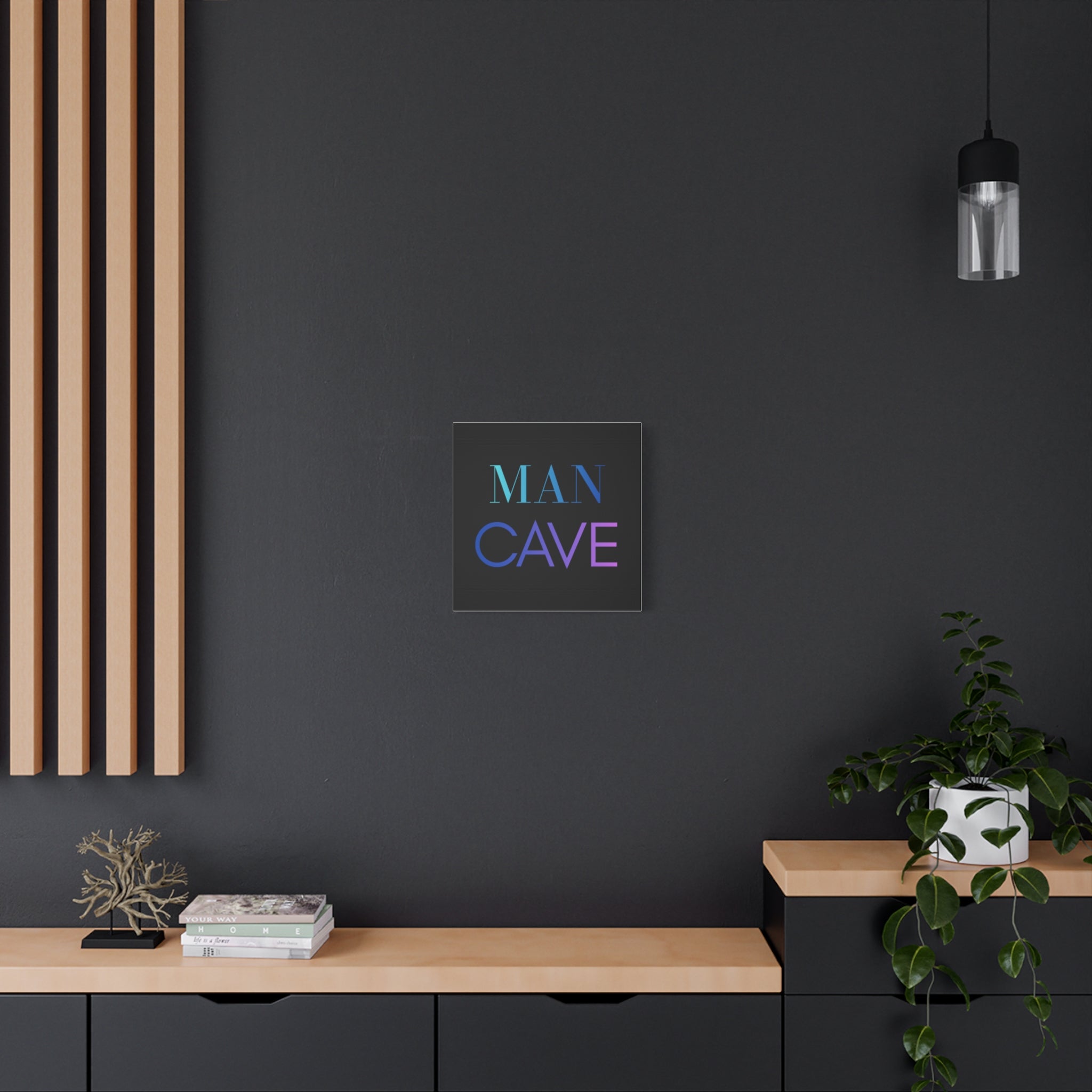 Man Cave Canvas Wall Art – Gradient Typography "MAN CAVE"
