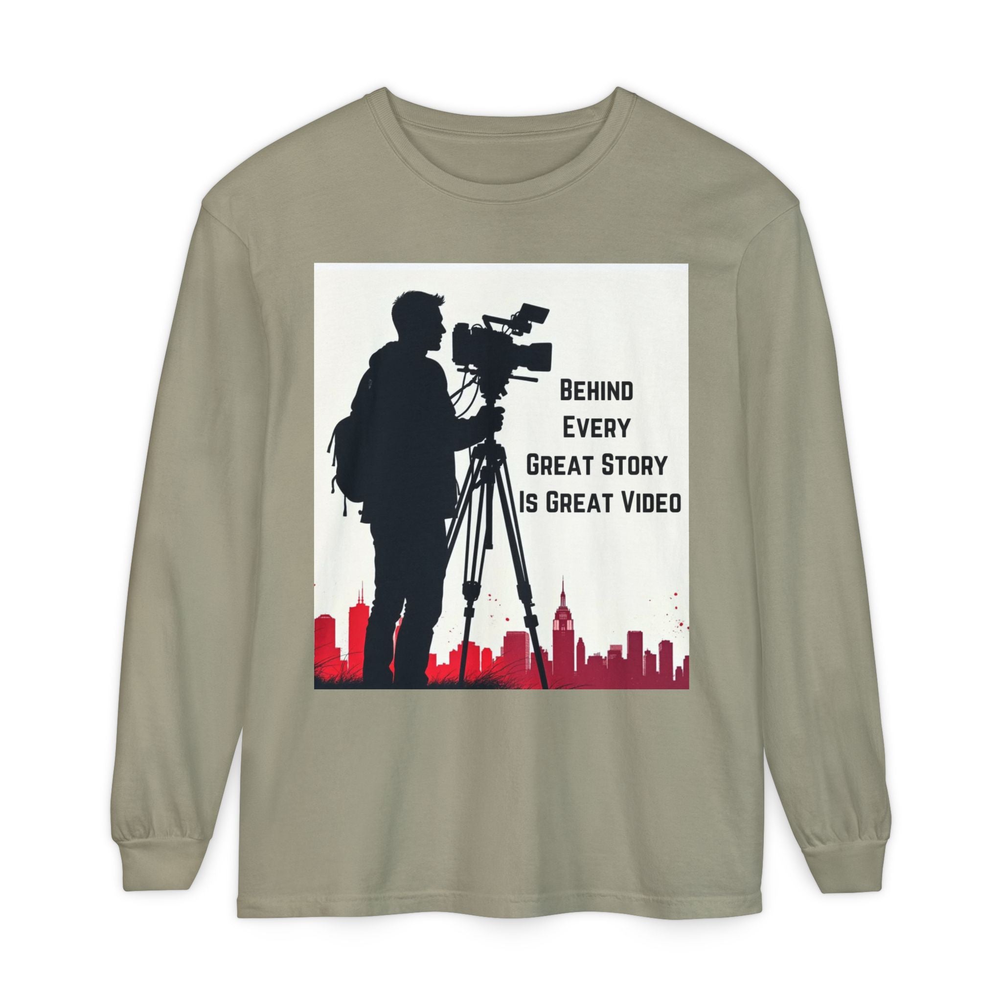 TV News Videographer: Unisex Garment-dyed Long Sleeve T-Shirt