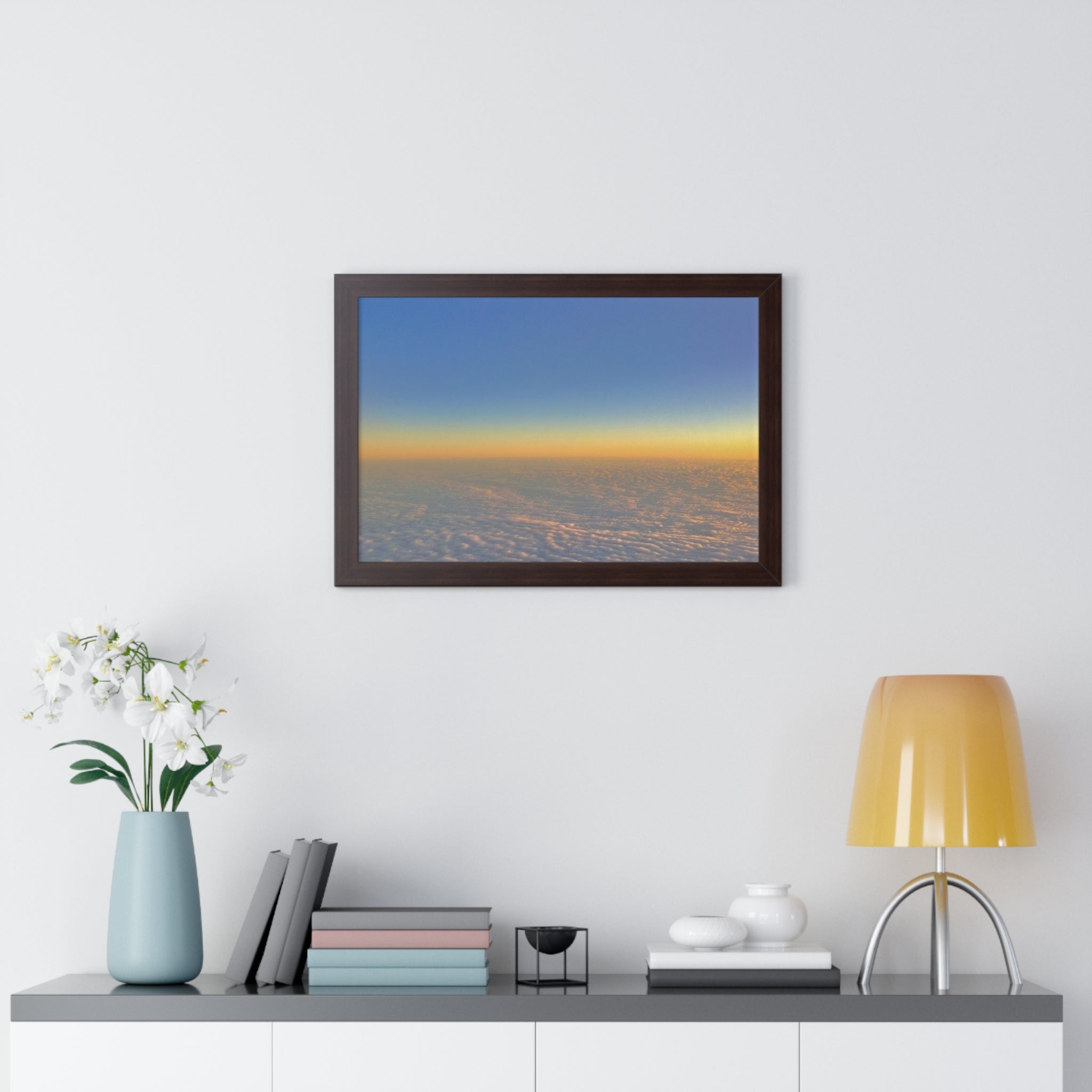 Sunset Over Clouds Framed Horizontal Poster
