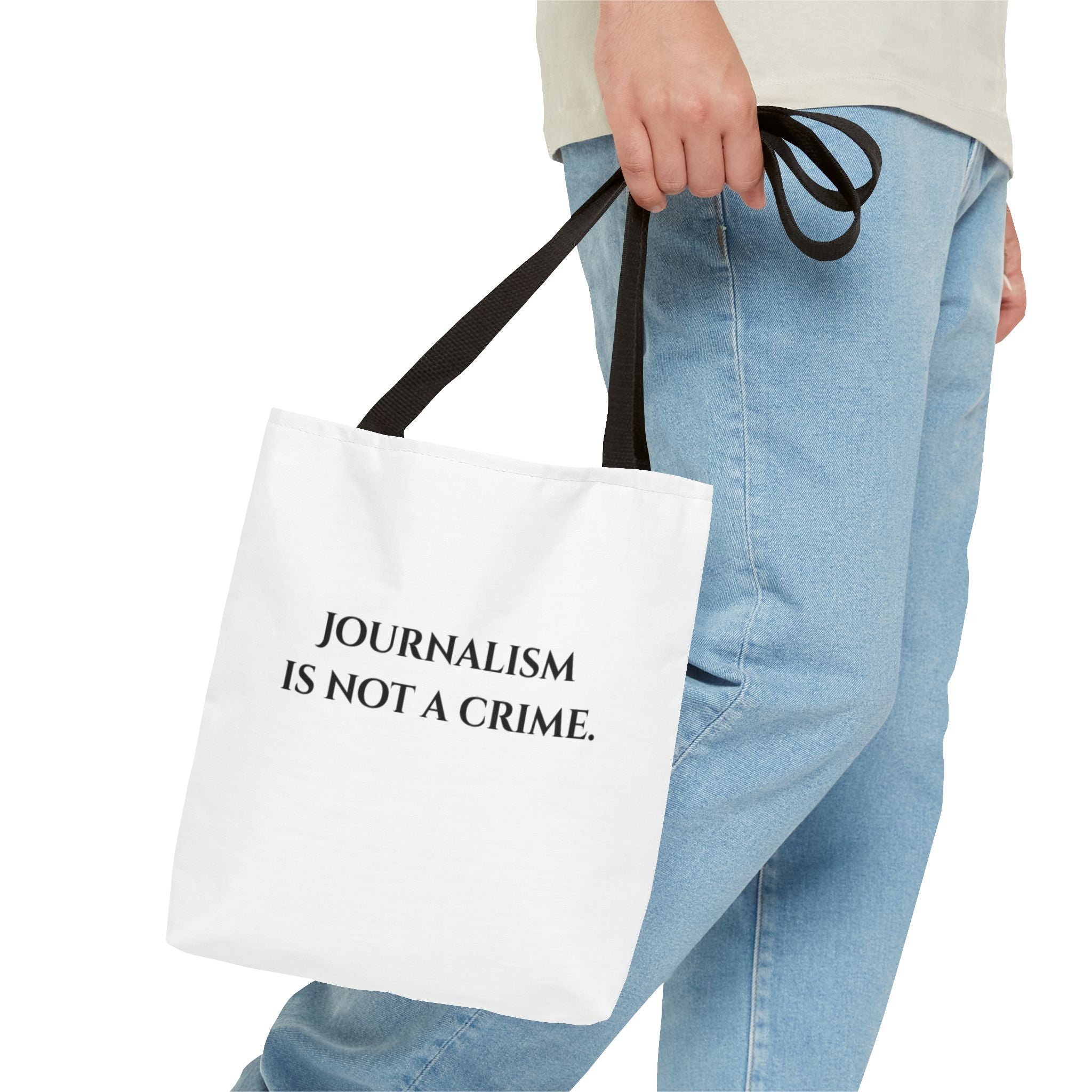 Journalism Is Not a Crime Tote Bag — Protest Statement Canvas Tote