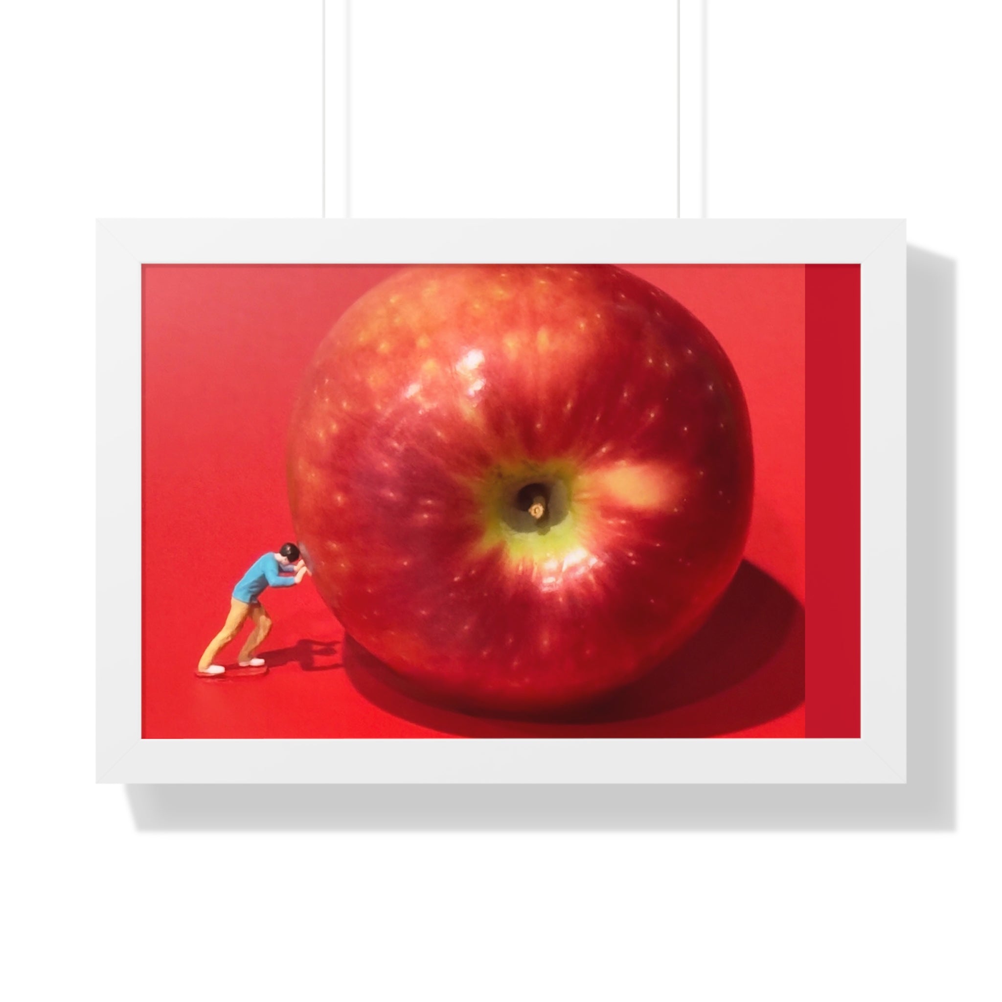 Framed Poster Giant Red Apple (Surreal Wall Art)