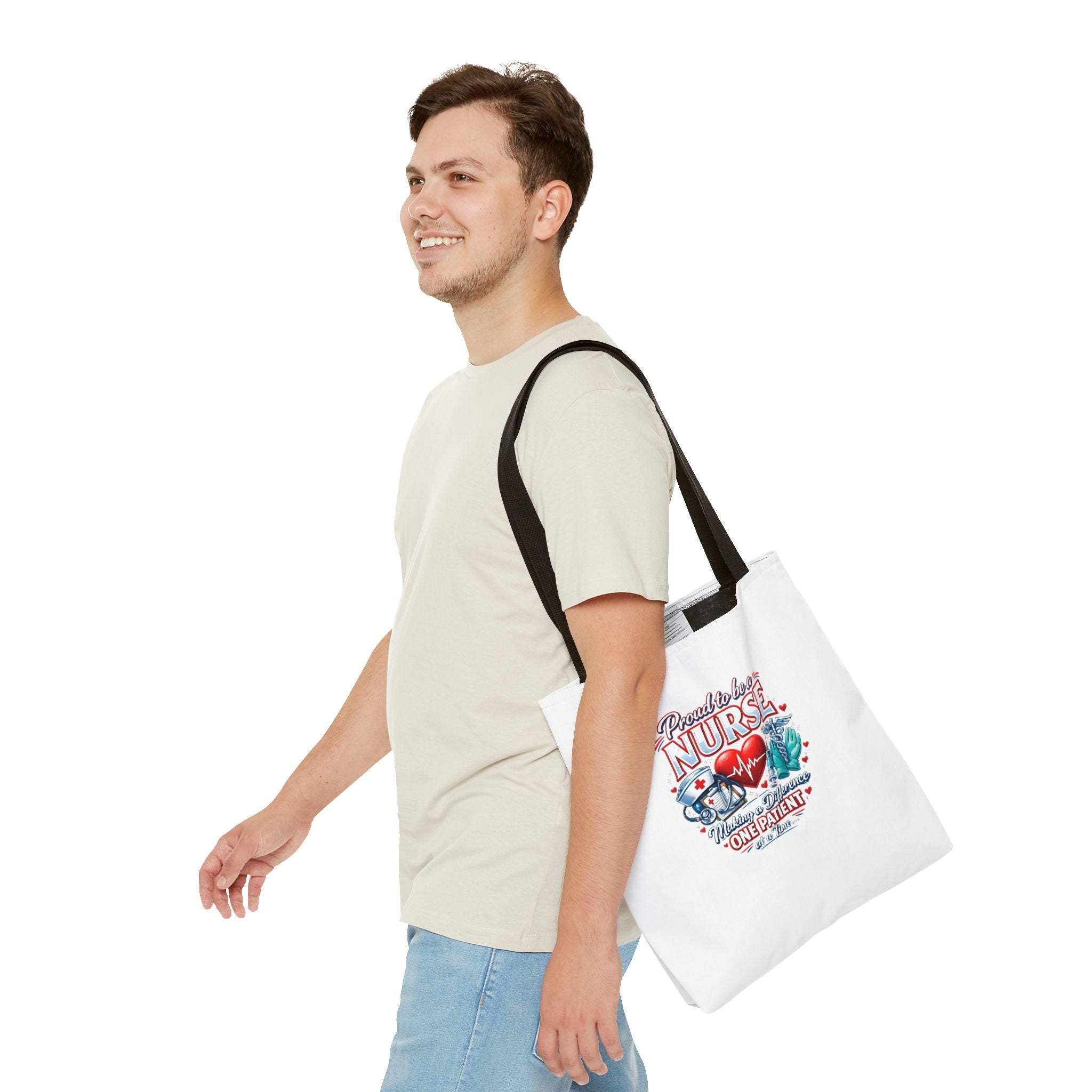 Nurse Tote Bag - "Proud to be a Nurse" Medical Heartbeat Design