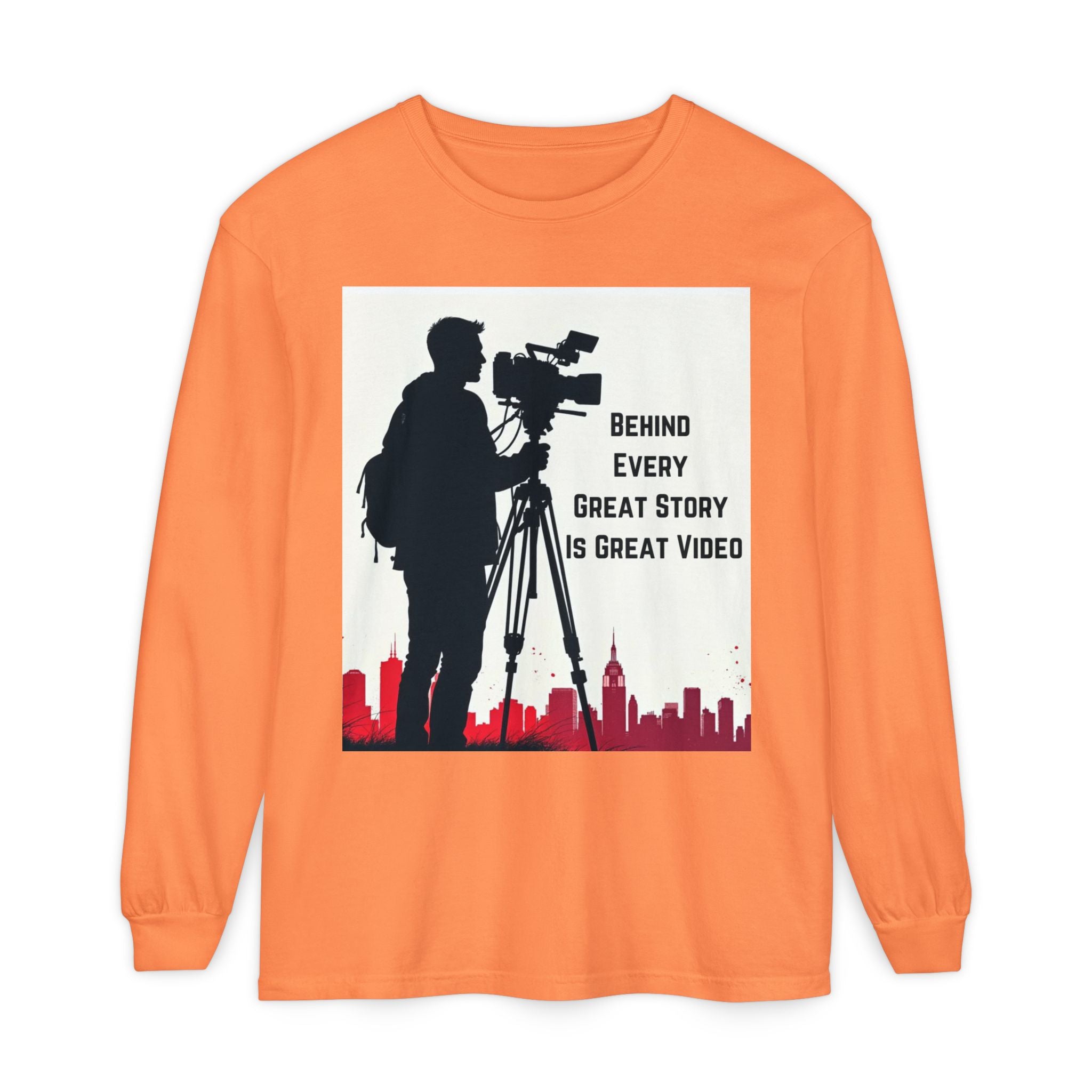 TV News Videographer: Unisex Garment-dyed Long Sleeve T-Shirt
