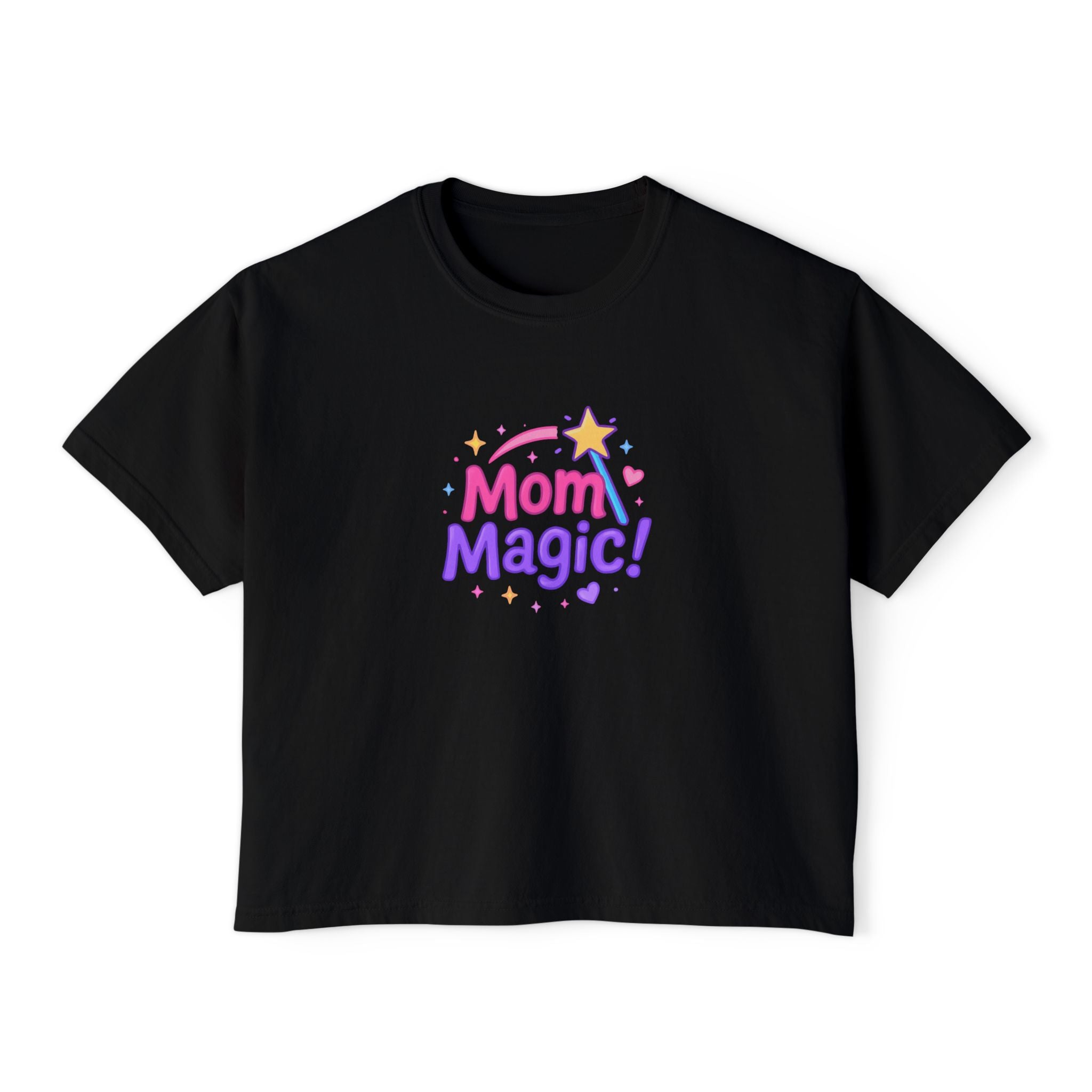 Mom Magic! Women's Boxy Tee — Cute Pastel Mother's Day Graphic Shirt
