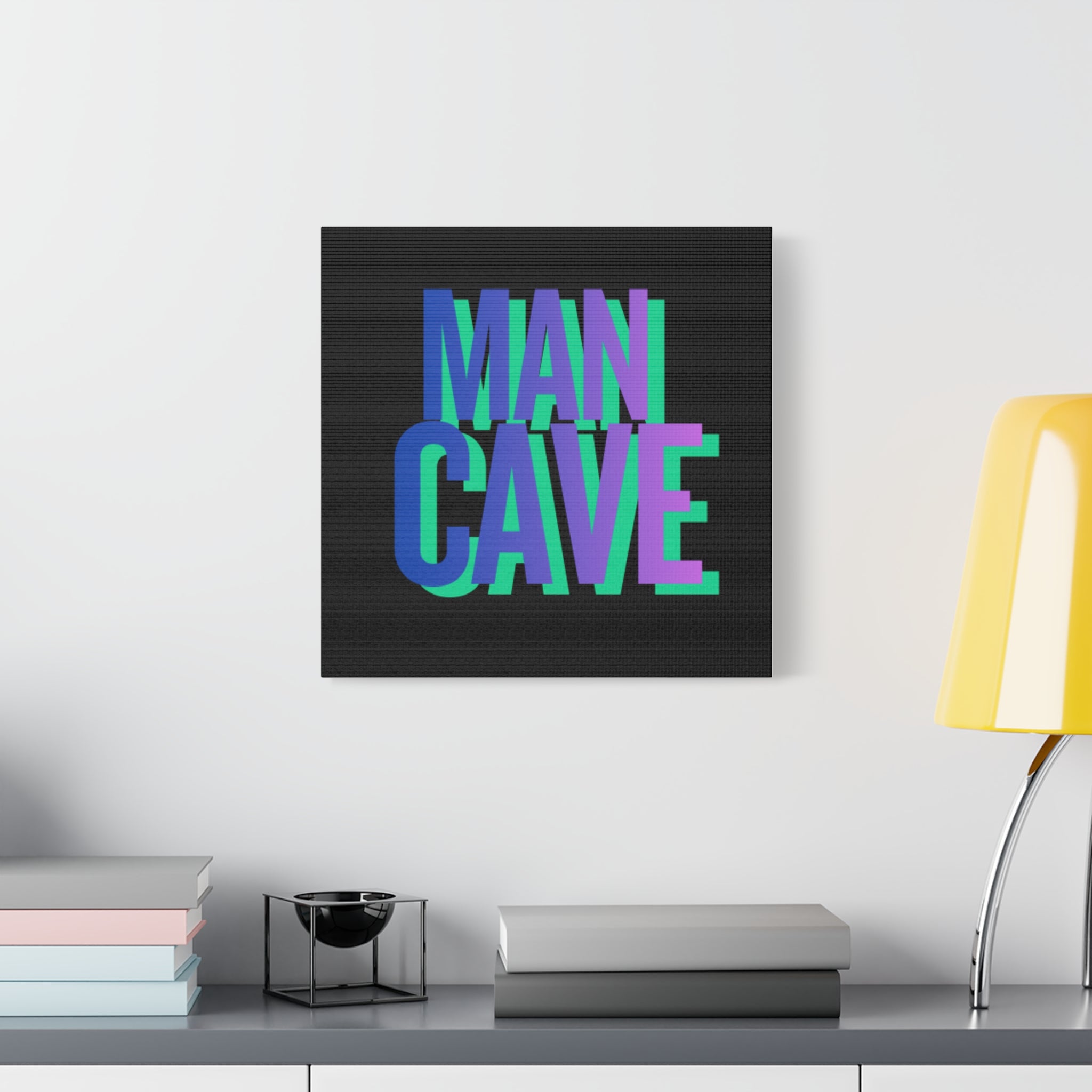 Man Cave Canvas Wall Art — Bold Neon 3D Typography Decor