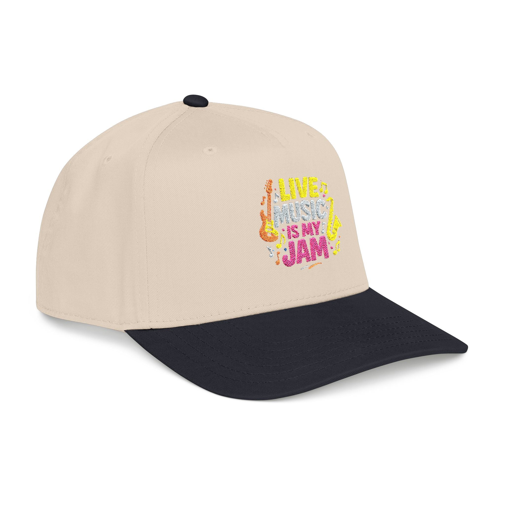 Live Music Is My Jam Baseball Cap — Colorful Retro Music Graphic Dad Hat