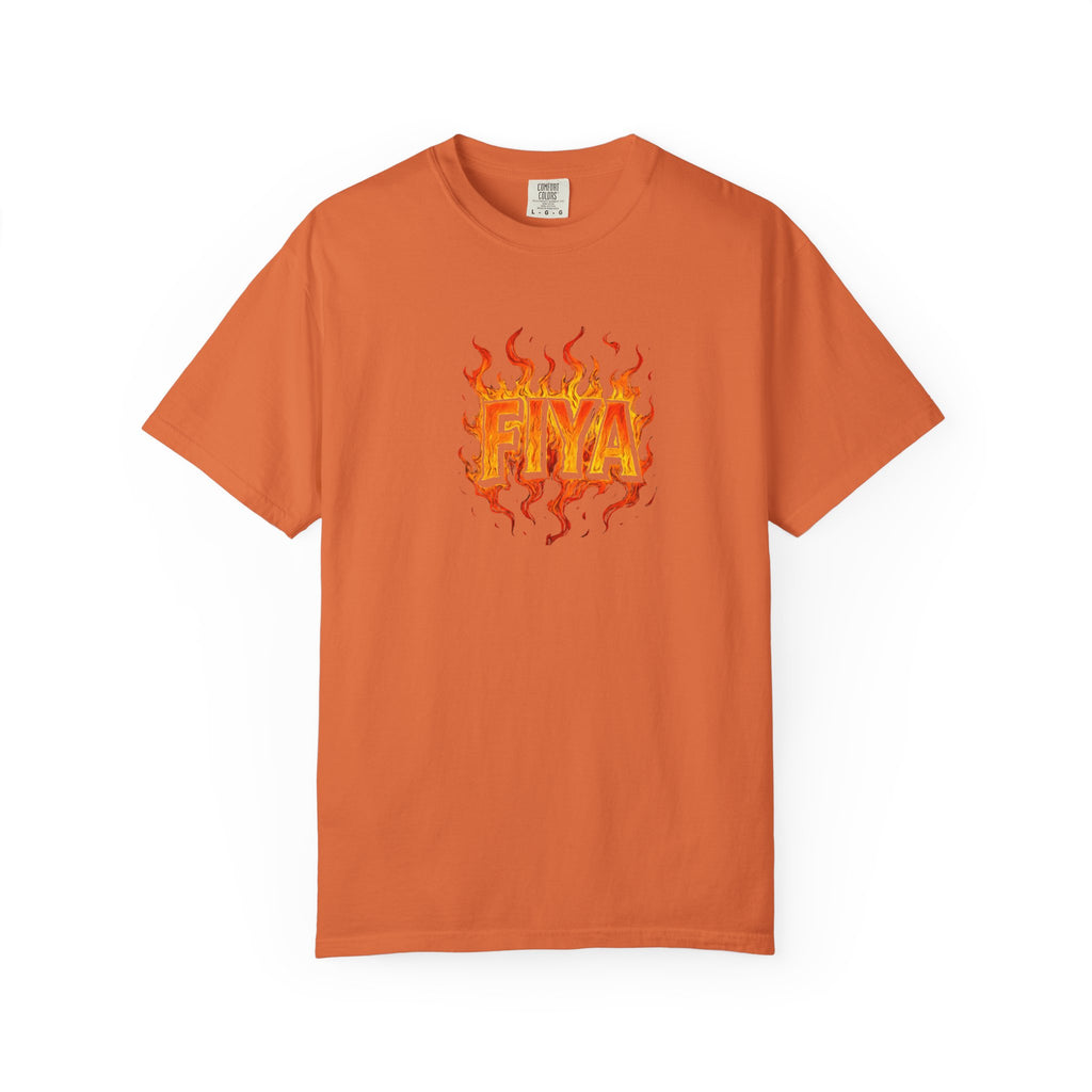FIYA Flame Graphic T‑Shirt — Retro Fire Lettering Tee (Original Art)