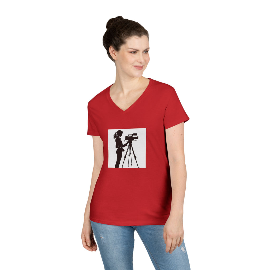 "Behind Every Great Story is Great Video "Camerawoman V-Neck Tee