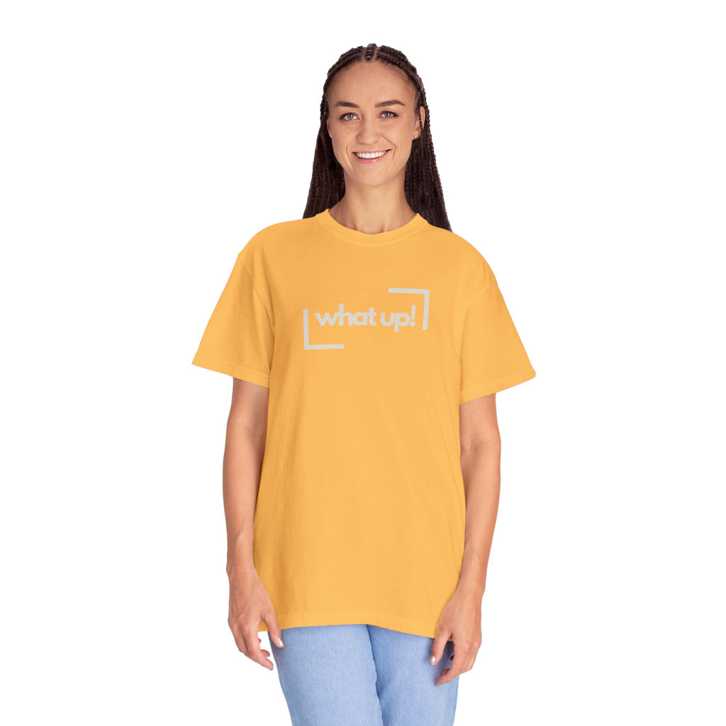 What Up! Tee — Casual Graphic T-Shirt with 'what up!' Front & Original Art Back