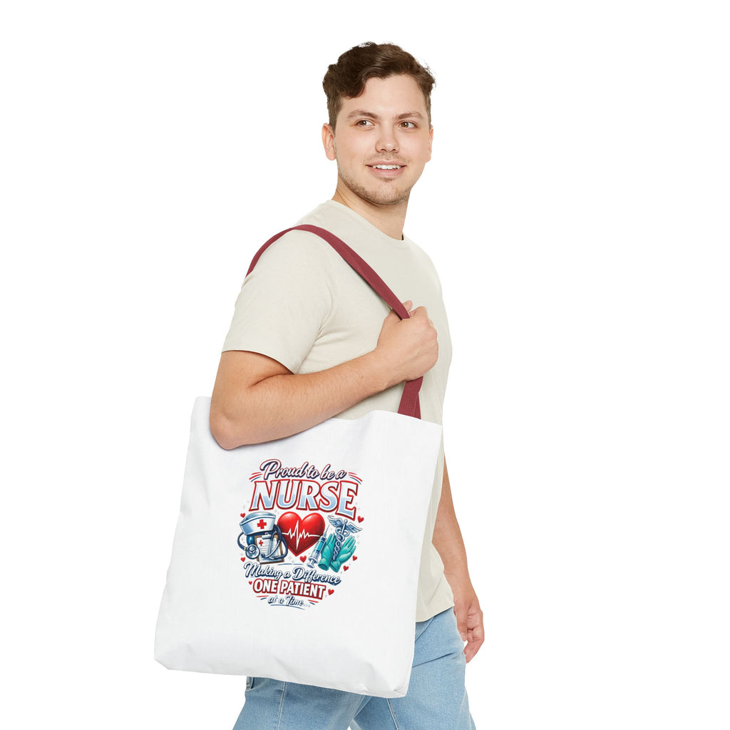 Nurse Tote Bag - "Proud to be a Nurse" Medical Heartbeat Design