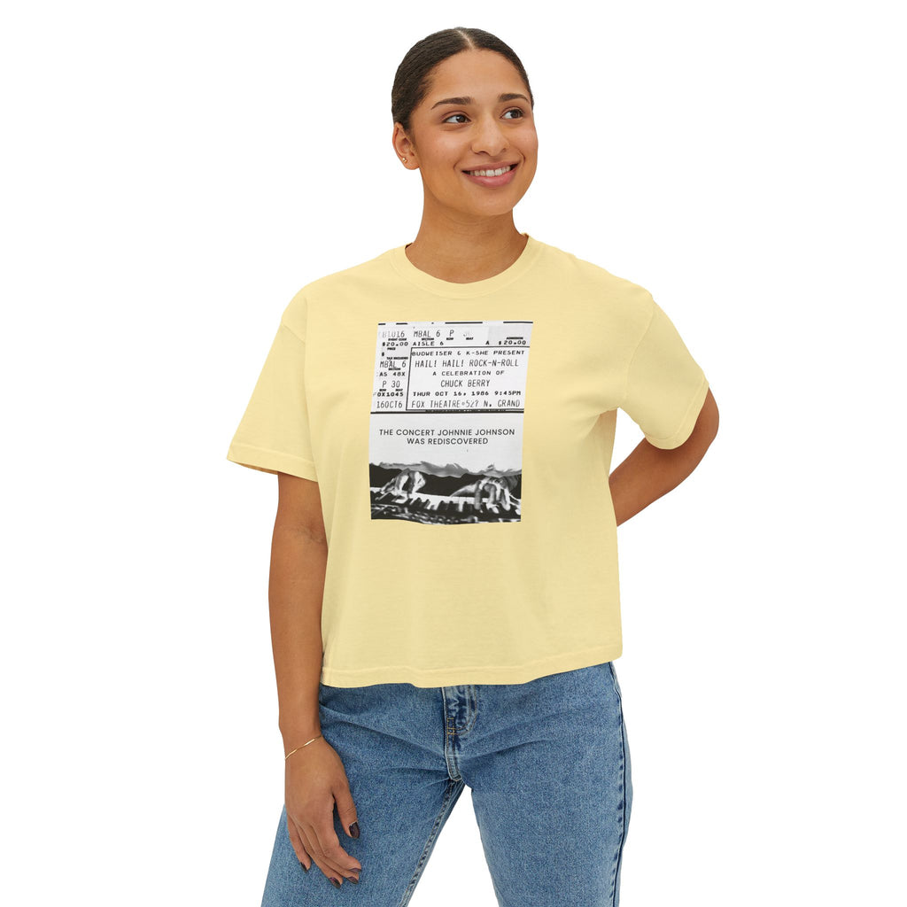 'The Concert: Johnnie Johnson' Ticket Design Graphic Boxy Tee