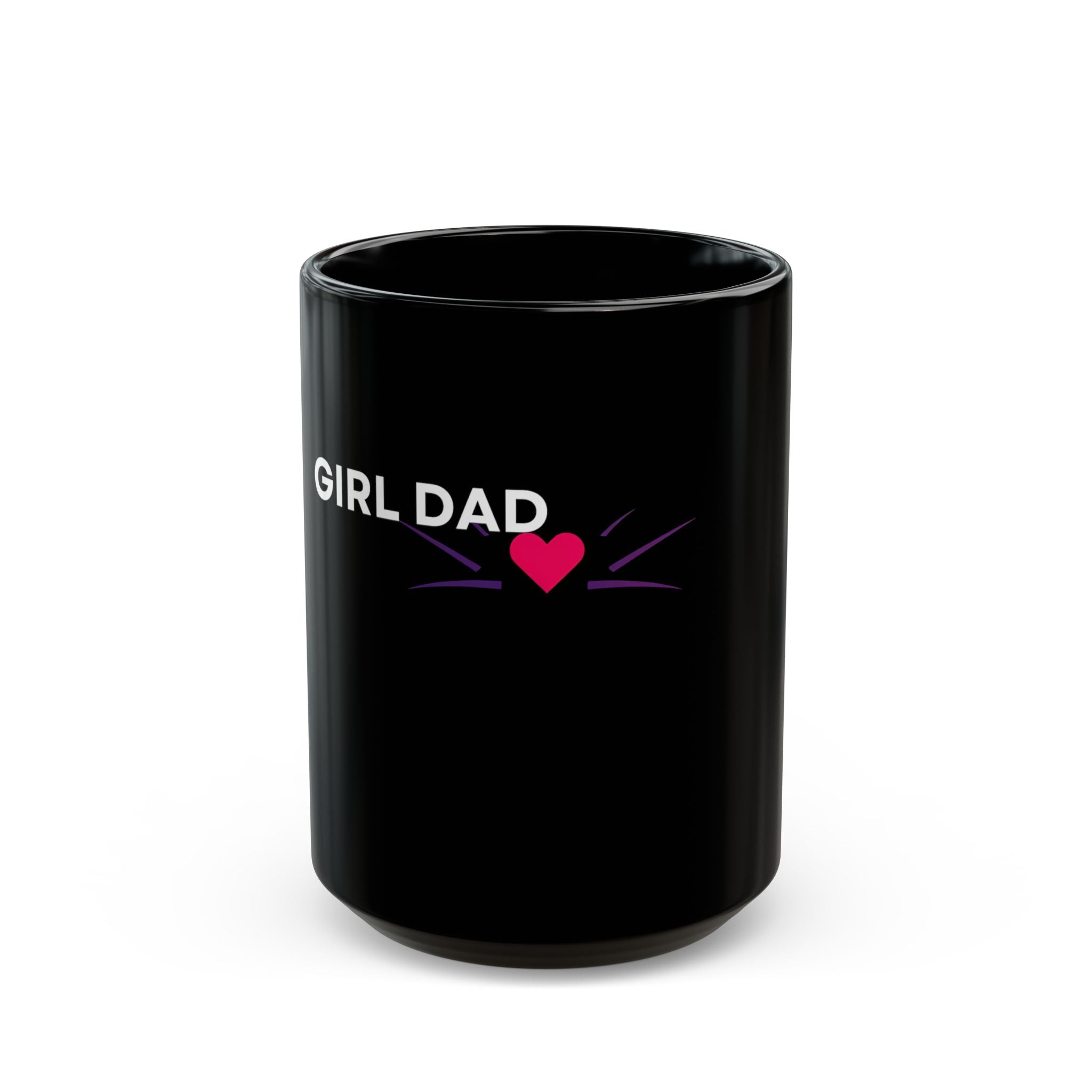 Girl Dad Black Coffee Mug — Heart & Paw Design, Fathers Day Gift (11oz/15oz)