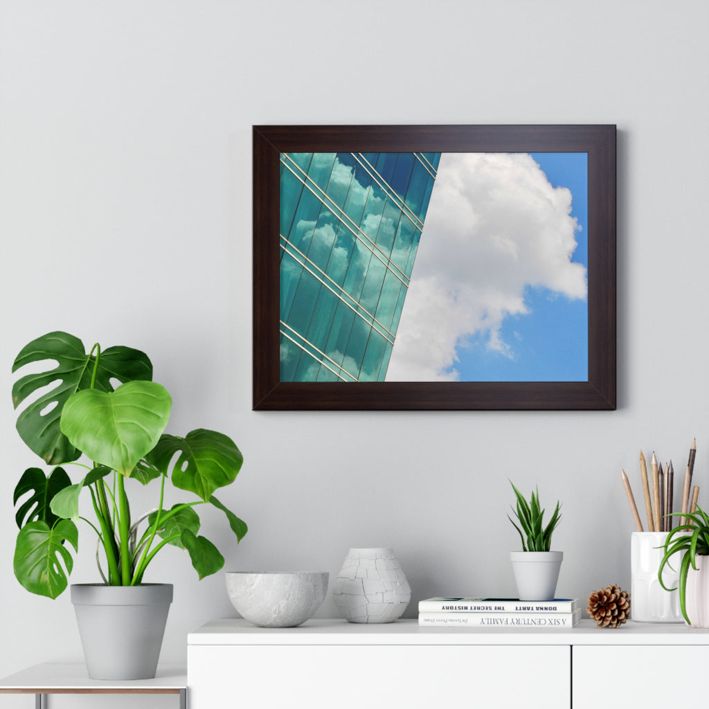 Modern City Reflection & Cloudscape Framed Wall Art