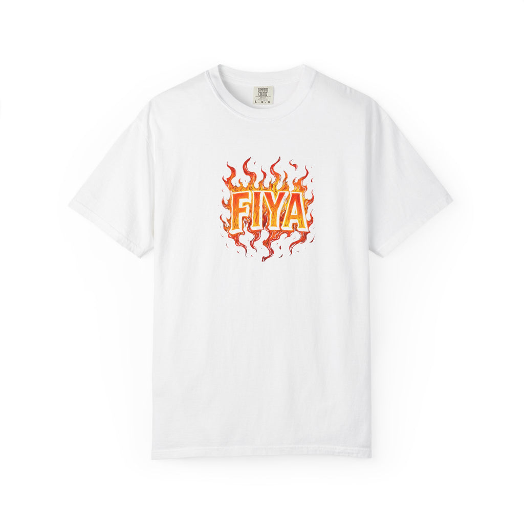 FIYA Flame Graphic T‑Shirt — Retro Fire Lettering Tee (Original Art)
