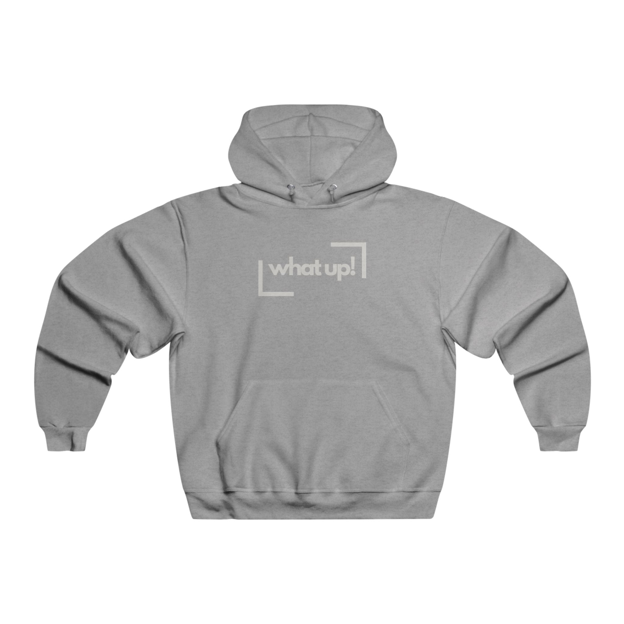 What Up! Hoodie — Casual Graphic Hooded Sweatshirt with 'what up!' Front & Original Art Back