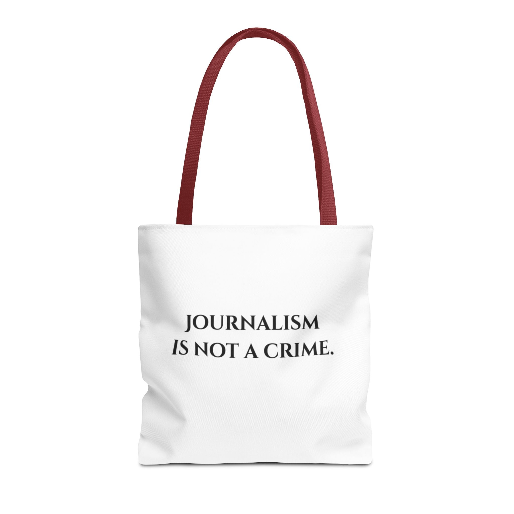 Journalism Is Not a Crime Tote Bag — Protest Statement Canvas Tote