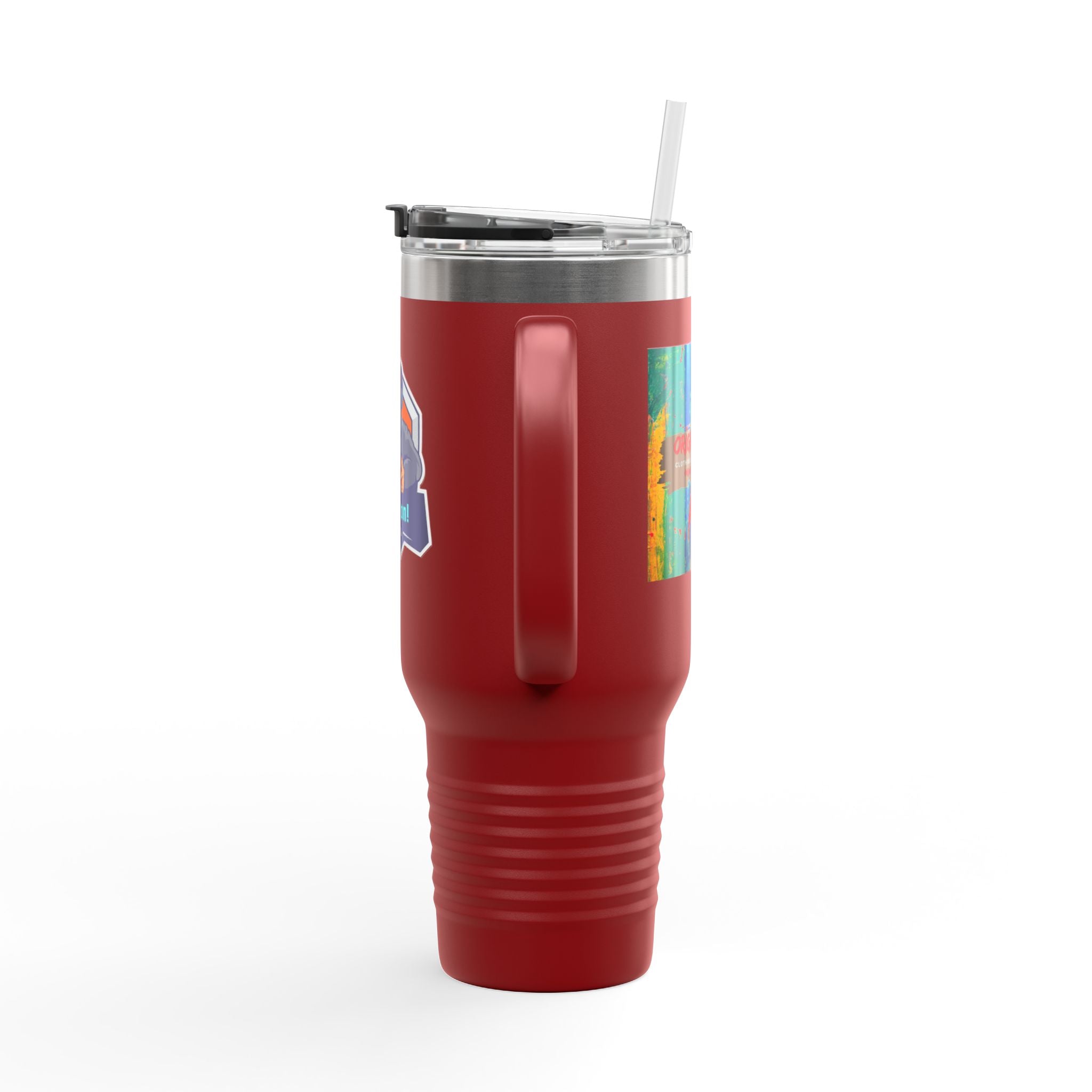40oz Insulated Travel Mug — Gamer "Game On" Graphic, Thermal Tumbler for Gamers & Streamers