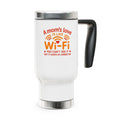 Insulated 14oz Travel Mug with Handle — “A Mom’s WiFi” Coffee Tumbler (Stainless Steel)