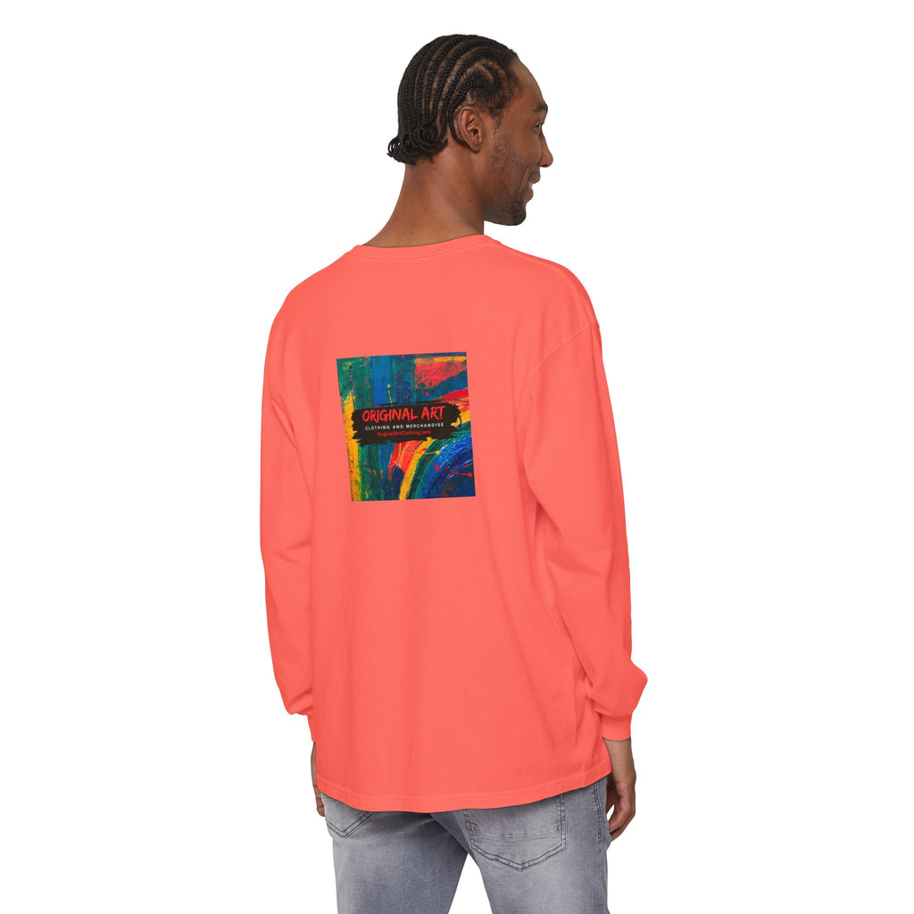 I Teach. Kids First. Long Sleeve Teacher T-Shirt — Colorful 'Original Art' Back Print