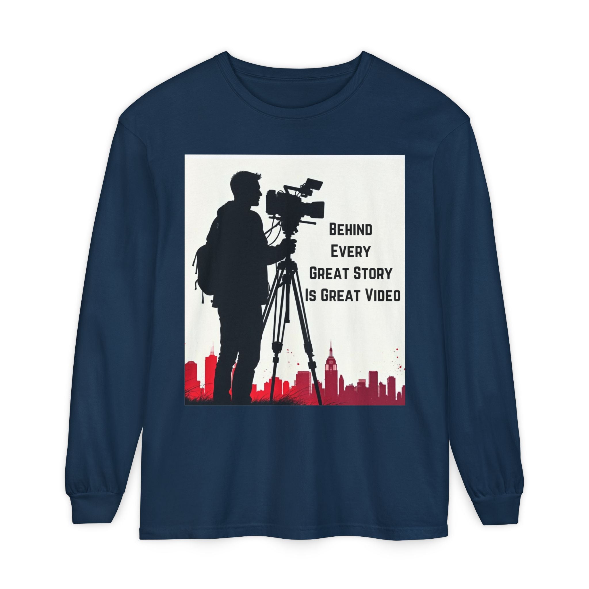 TV News Videographer: Unisex Garment-dyed Long Sleeve T-Shirt