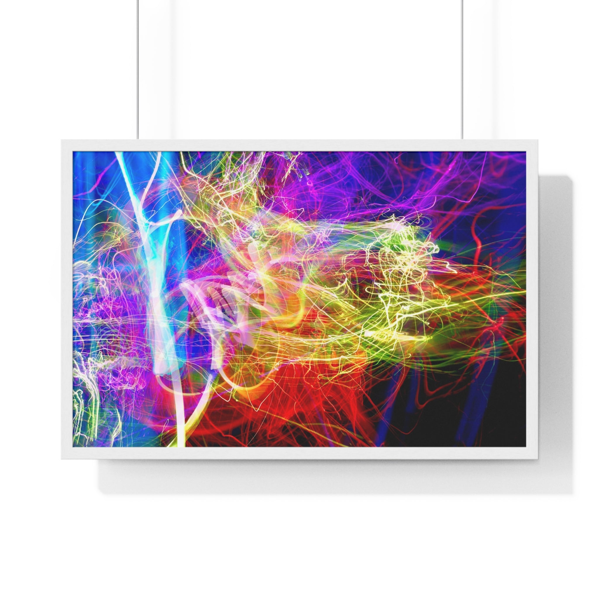 Abstract Light Painting Photography Framed Poster — Vibrant Colorful Wall Art