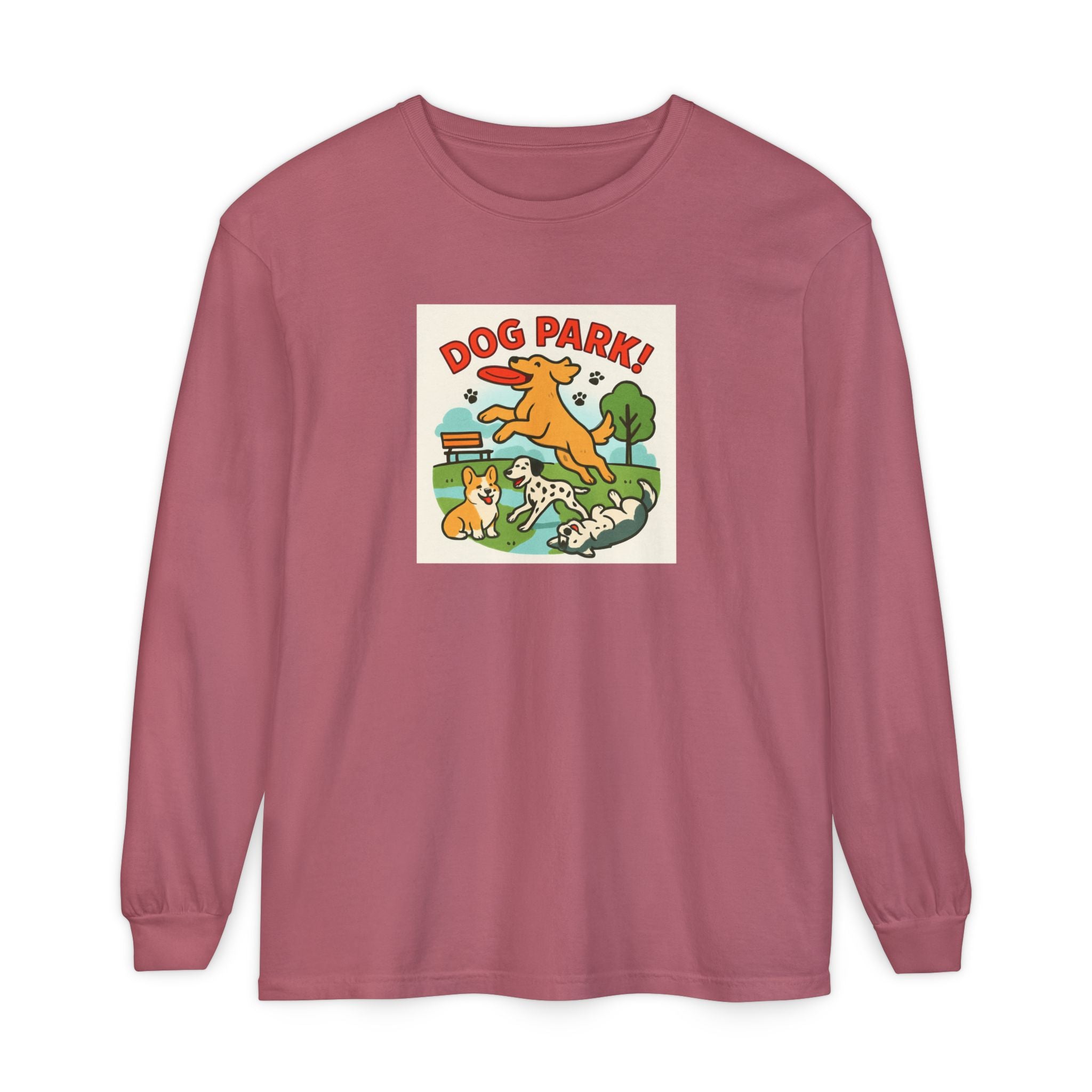 Dog Park Unisex Garment-dyed Long Sleeve T-Shirt
