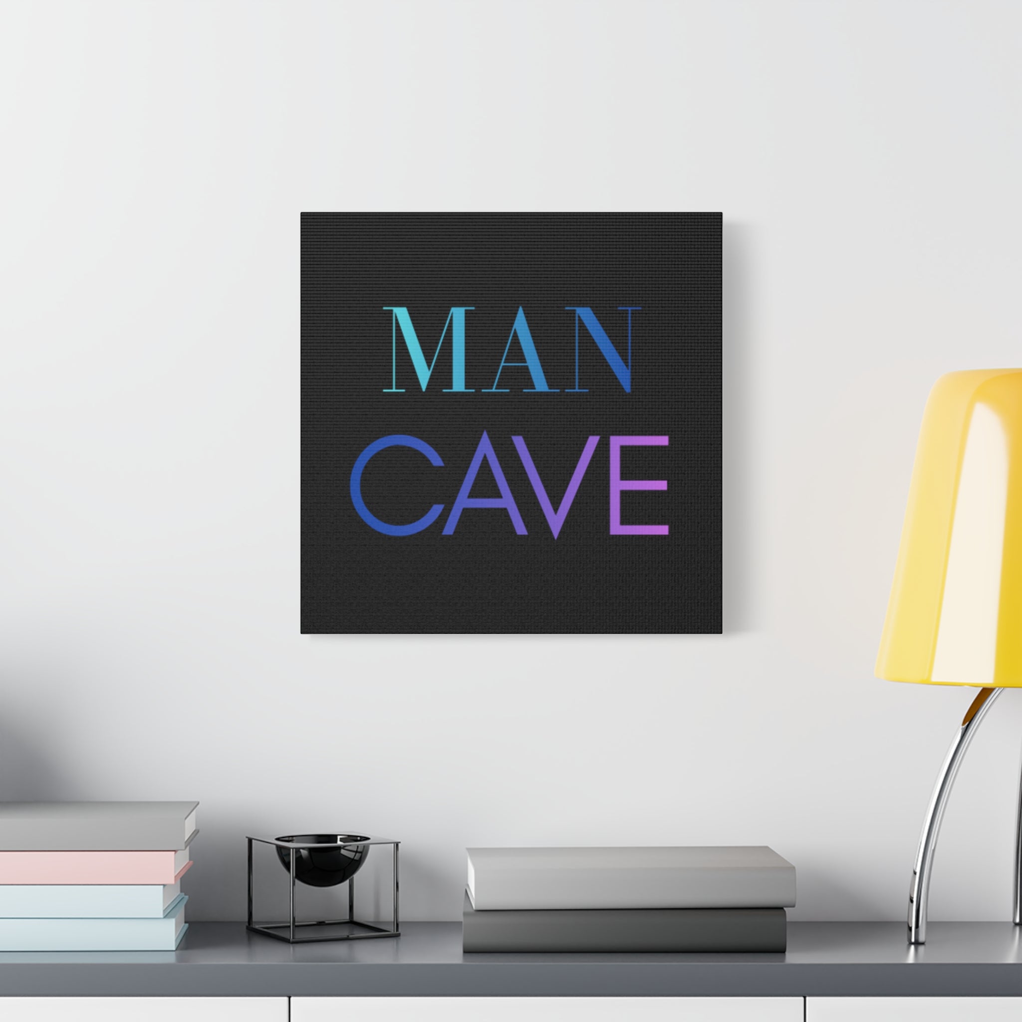 Man Cave Canvas Wall Art – Gradient Typography "MAN CAVE"