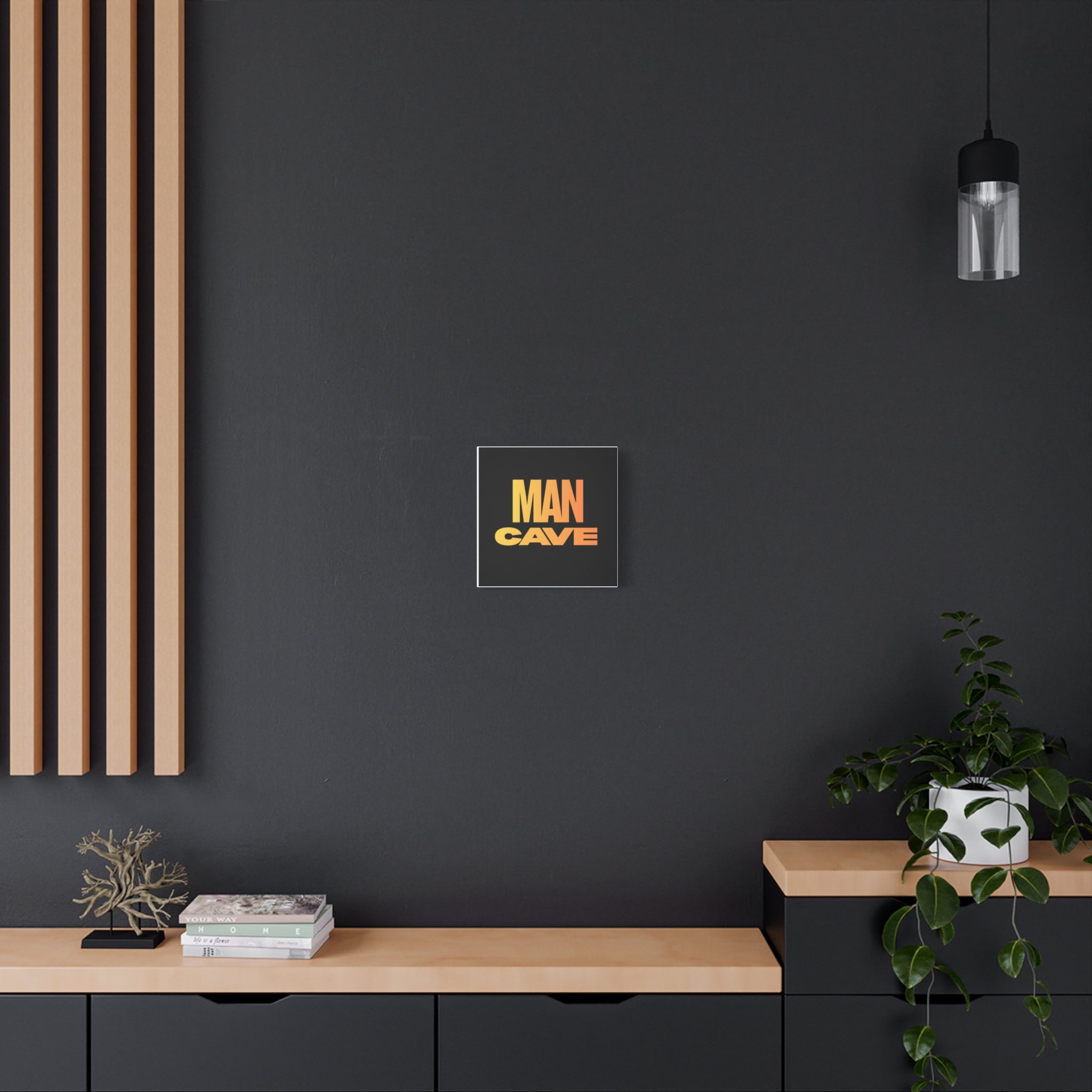 Man Cave Canvas Wall Art — Retro Gradient Typography