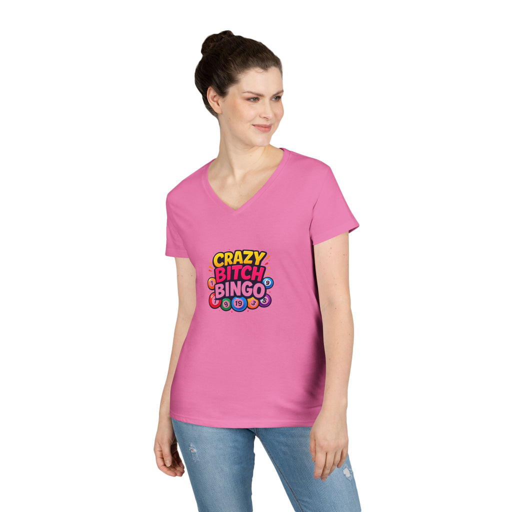 Crazy Bitch Bingo Ladies' V-Neck T-Shirt — Funny Bingo Tee for Women