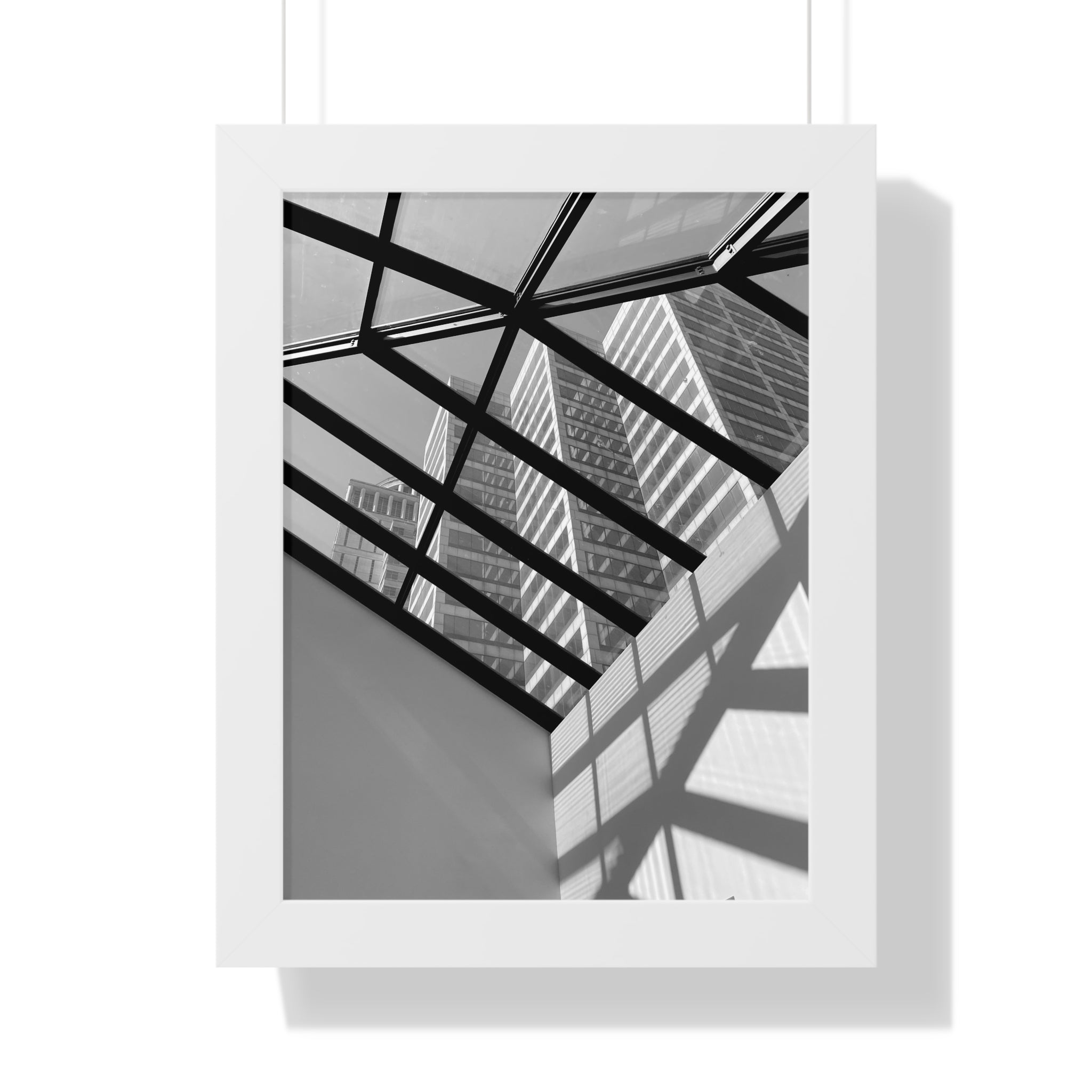 Monochrome Architectural Shadows Print Framed Vertical Poster —