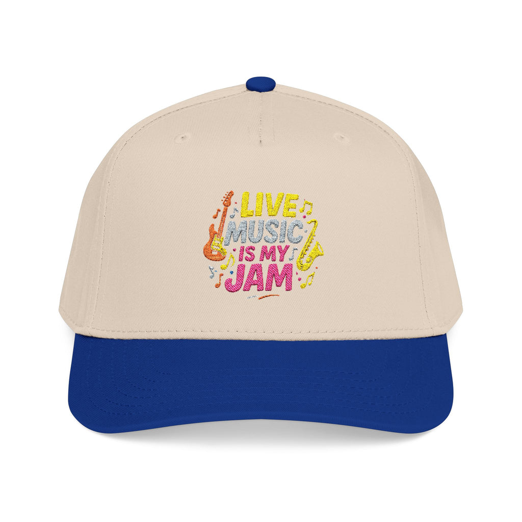 Live Music Is My Jam Baseball Cap — Colorful Retro Music Graphic Dad Hat
