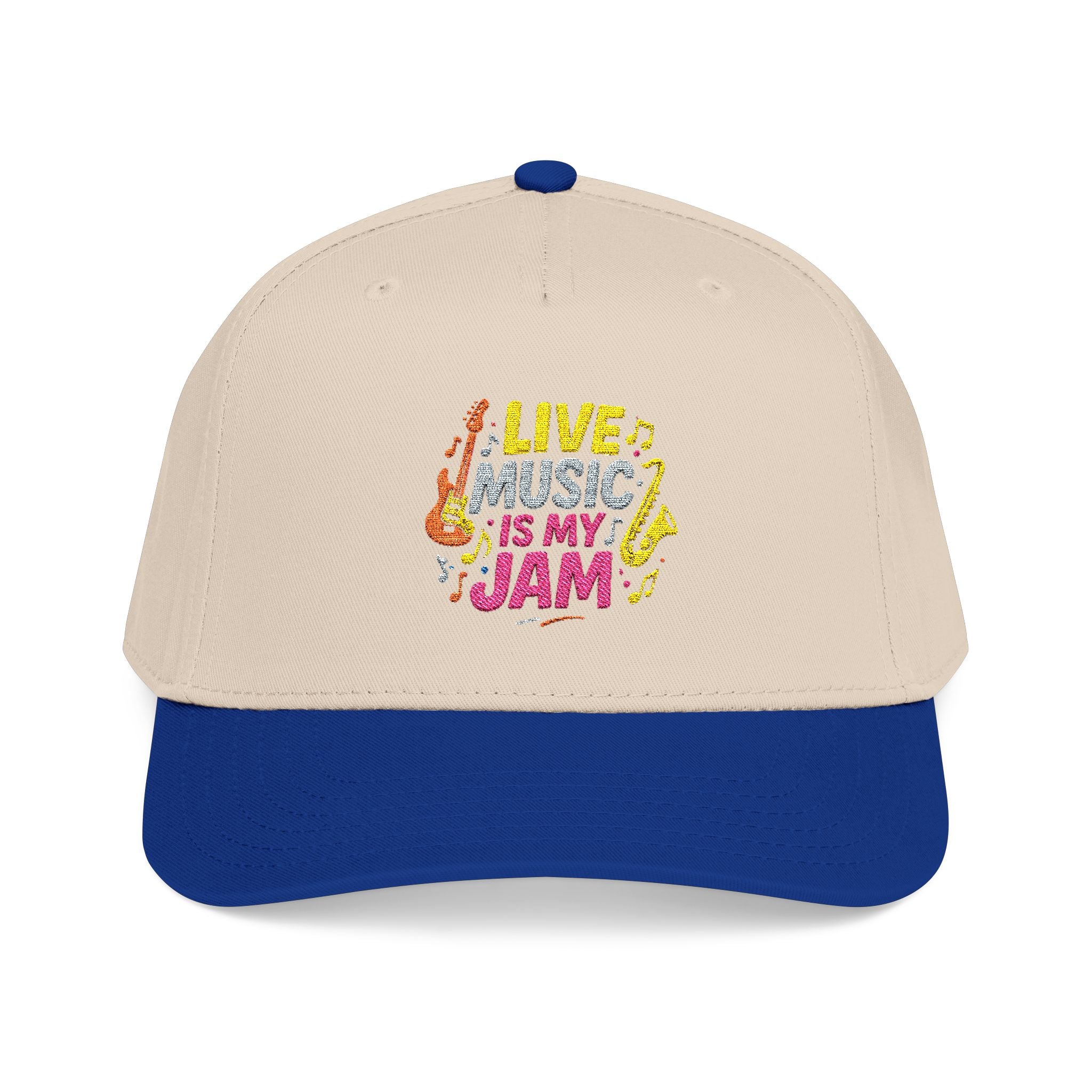 Live Music Is My Jam Baseball Cap — Colorful Retro Music Graphic Dad Hat