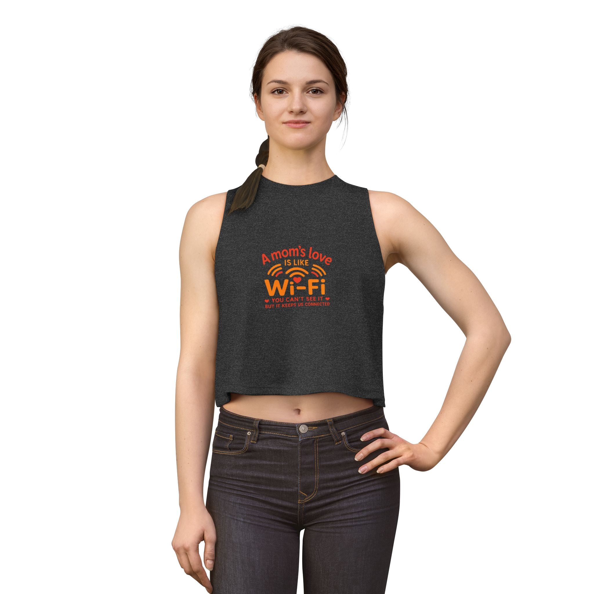 — "A Mom's Love Is Like Wi‑Fi" Mothers Day Graphic Tank Crop Top