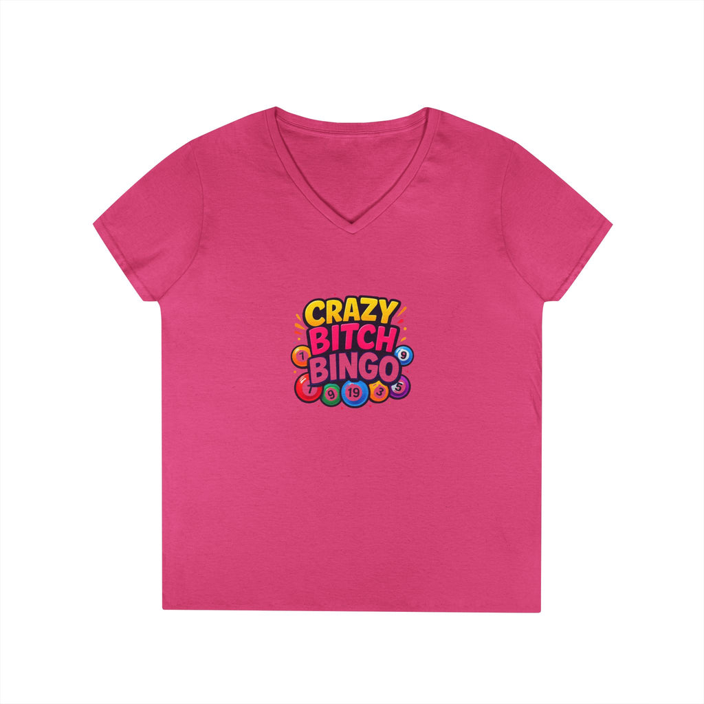 Crazy Bitch Bingo Ladies' V-Neck T-Shirt — Funny Bingo Tee for Women