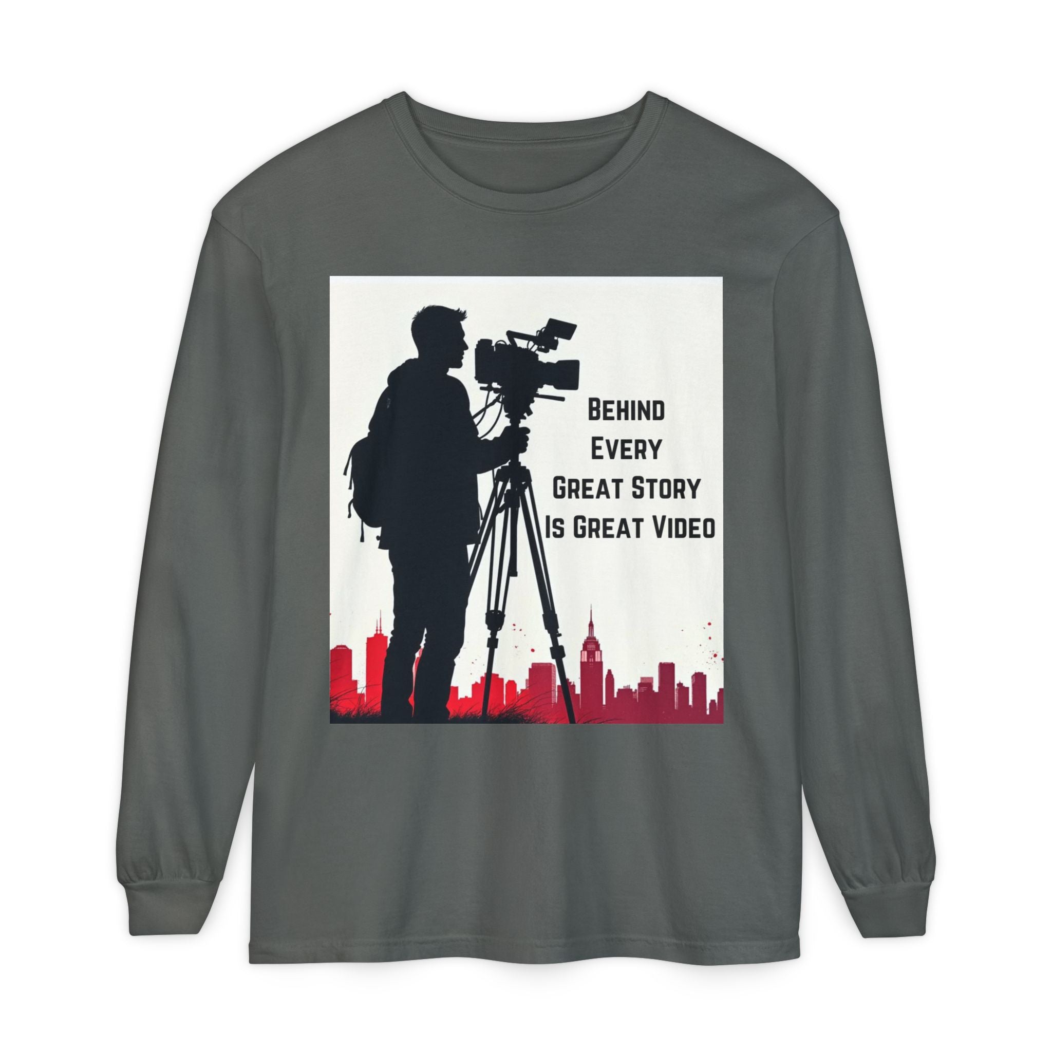 TV News Videographer: Unisex Garment-dyed Long Sleeve T-Shirt