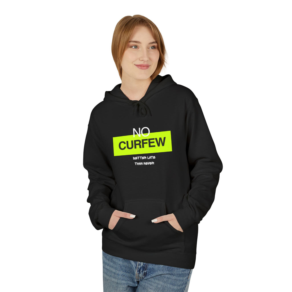No Curfew Hoodie, Fun Casual Wear, Unisex Fleece Sweatshirt, Perfect Gift for Teens, Relaxed Lounge Apparel, Streetwear Style