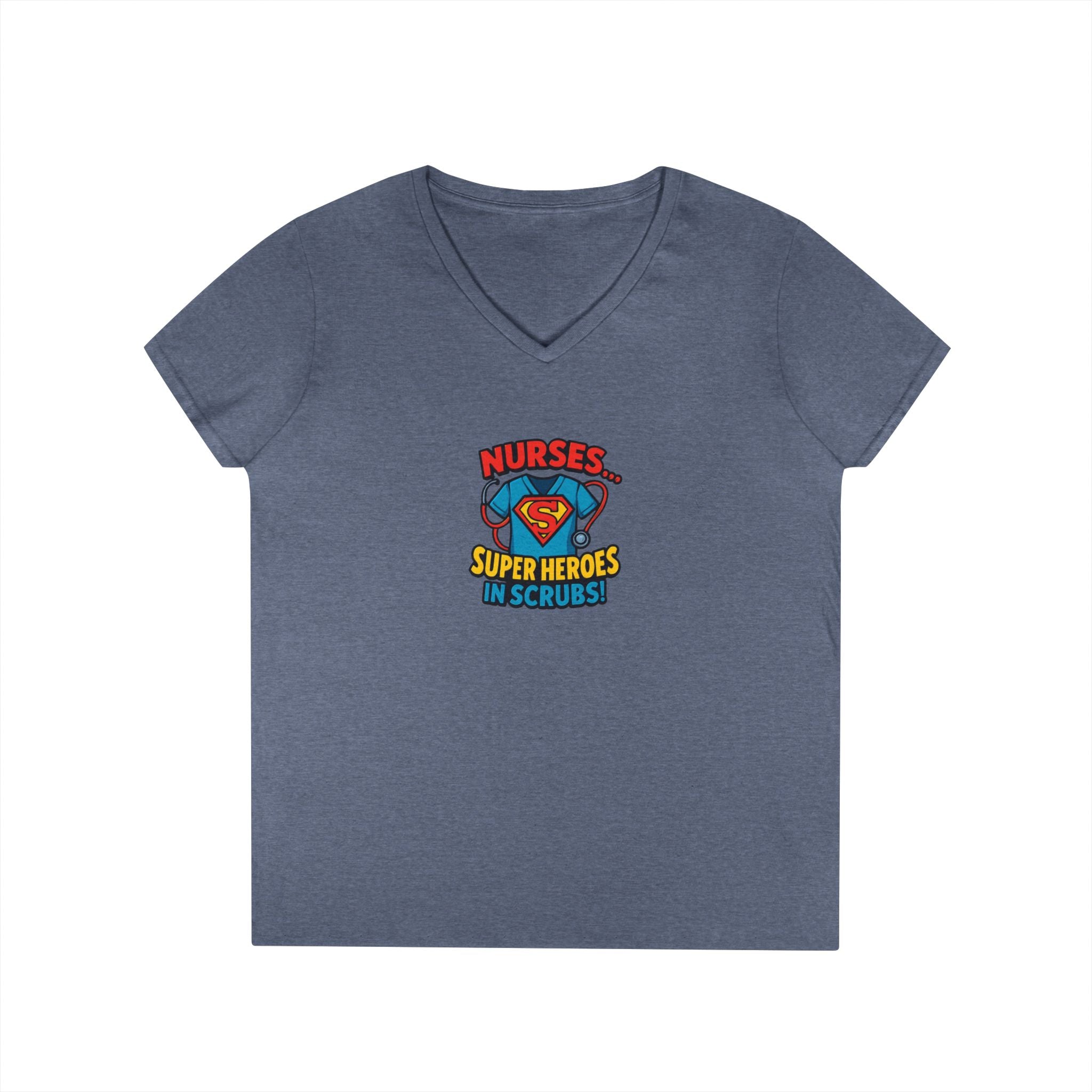 Nurse Superhero V‑Neck Tee — "Nurses Super Heroes in Scrubs"