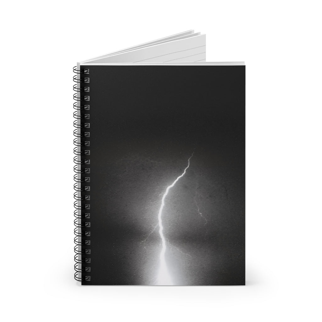 Lightning Strike Spiral Notebook — Moody Black & White Ruled Journal