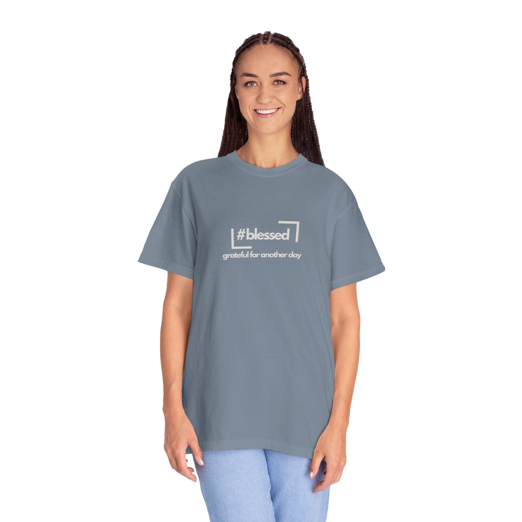 Blessed Hashtag T-Shirt — "#blessed grateful for another day" Casual Graphic Tee