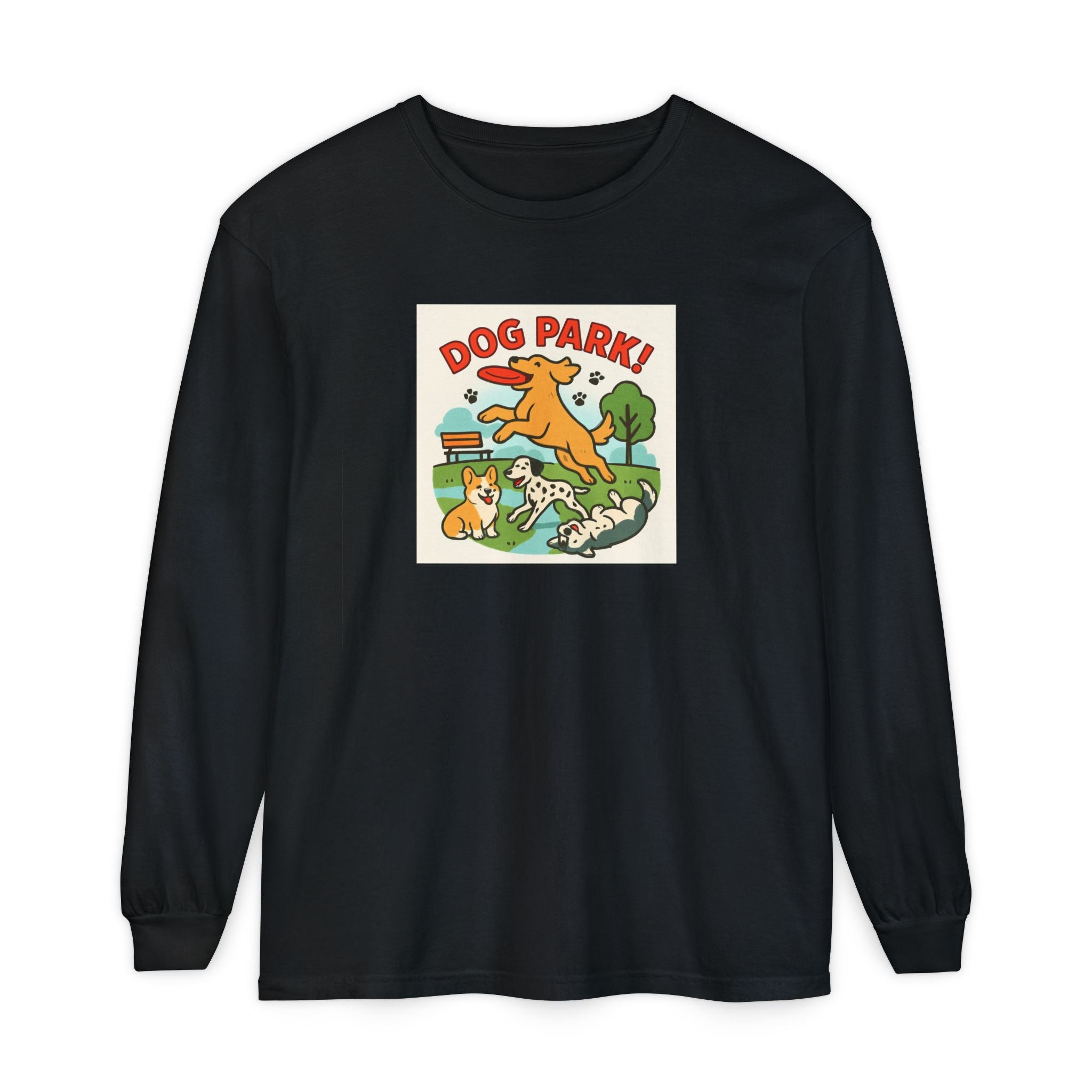 Dog Park Unisex Garment-dyed Long Sleeve T-Shirt