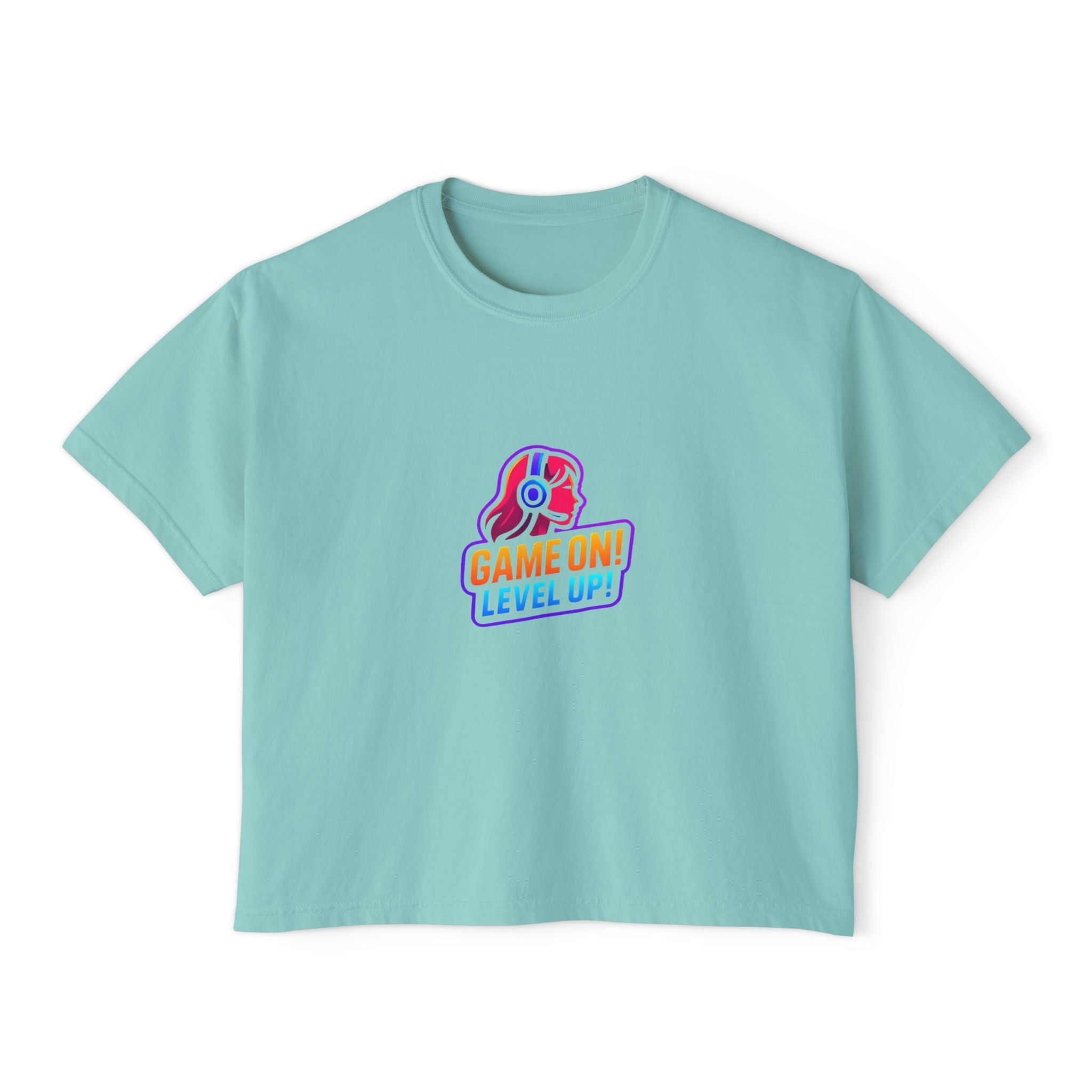 Game On! Level Up Women's Boxy Gaming Graphic Shirt