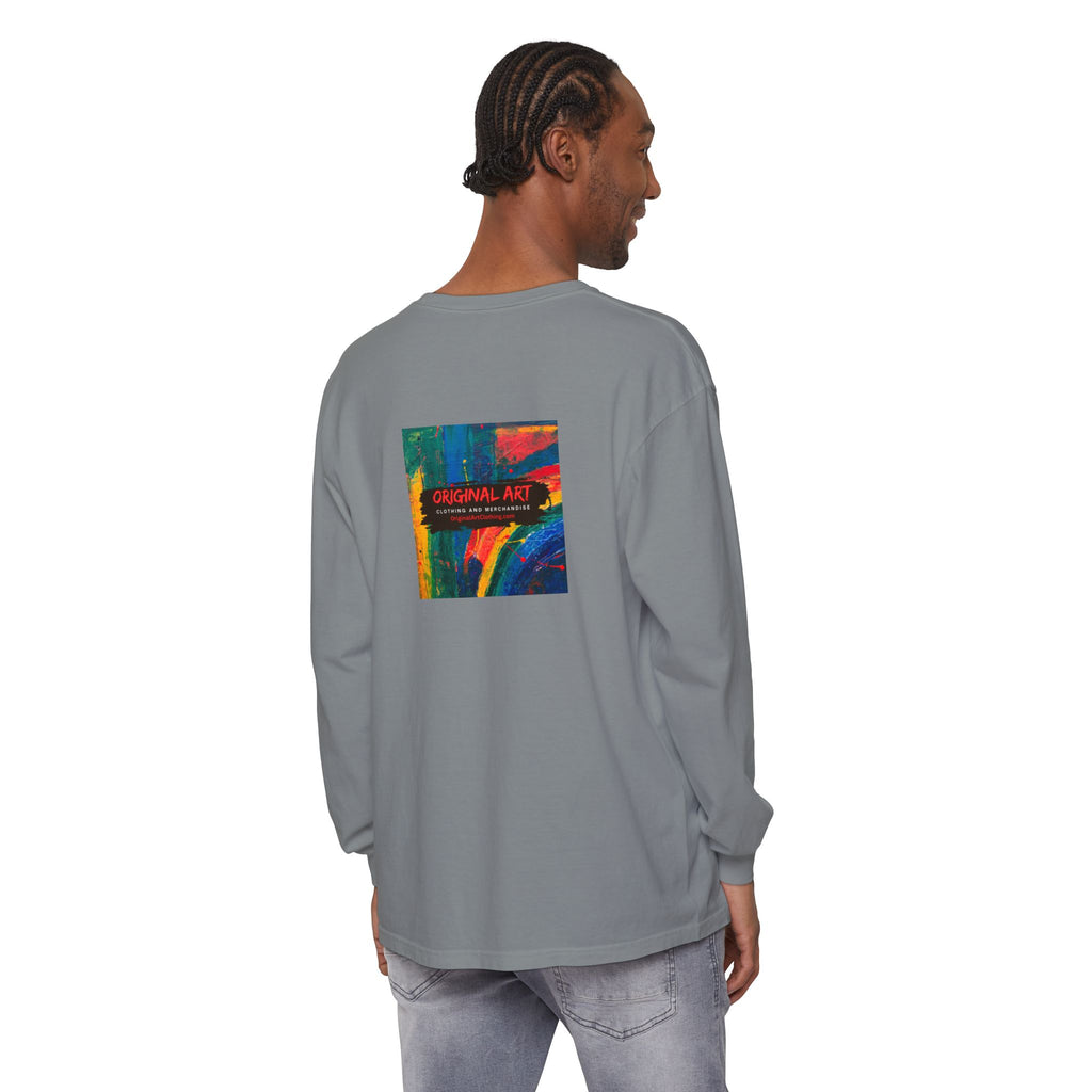 I Teach. Kids First. Long Sleeve Teacher T-Shirt — Colorful 'Original Art' Back Print