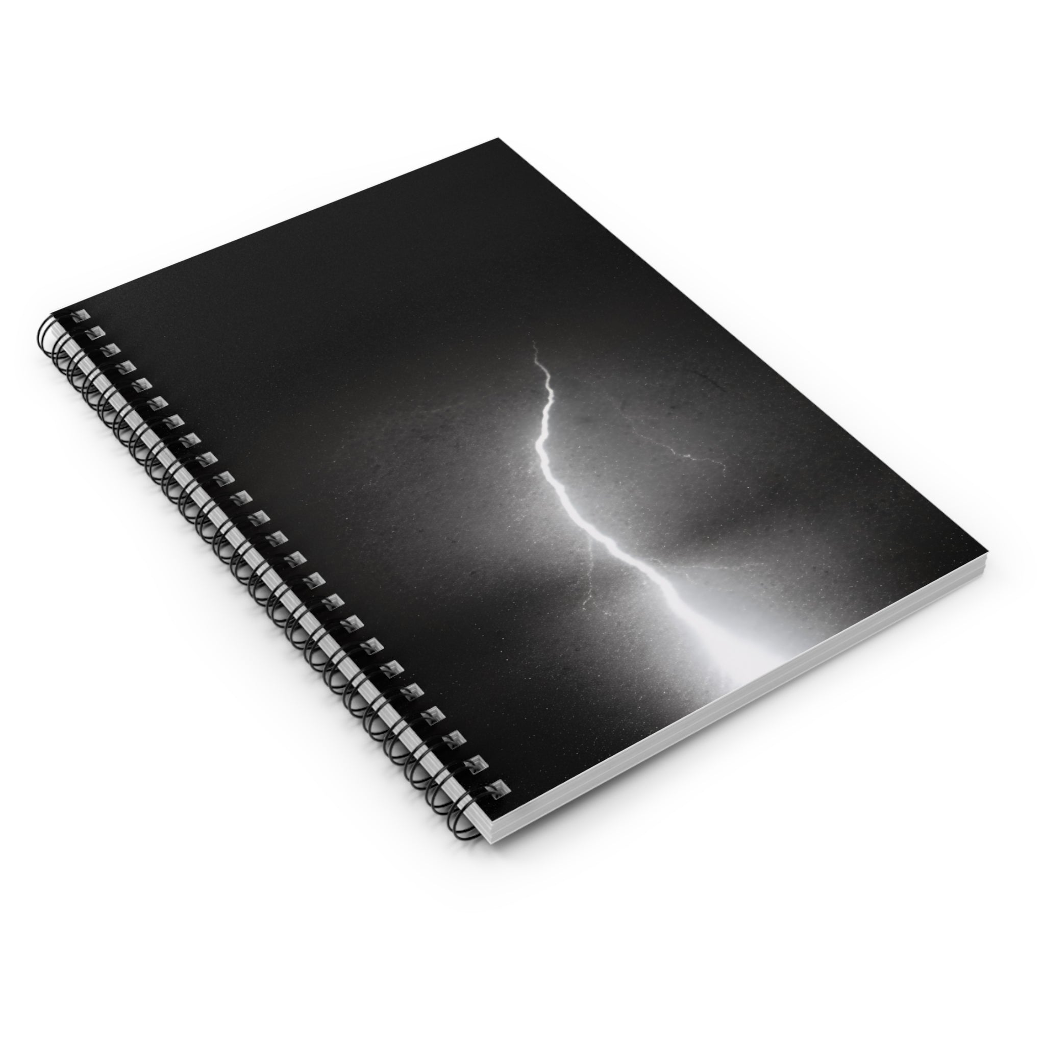 Lightning Strike Spiral Notebook — Moody Black & White Ruled Journal