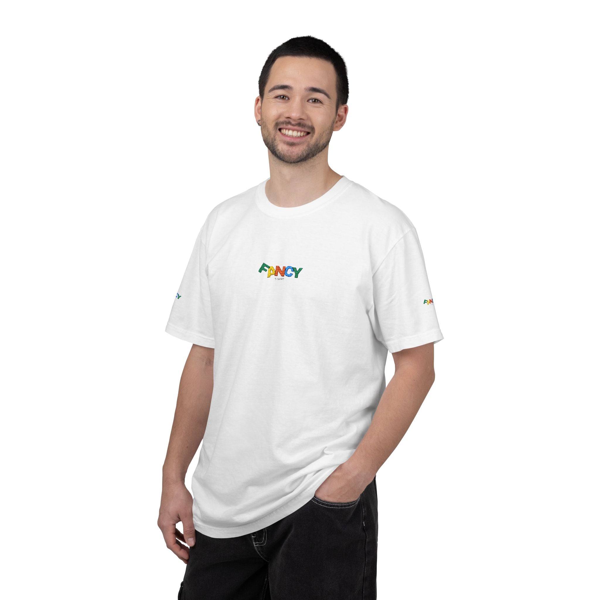"Fancy" Colorful Logo T-Shirt — Small Chest & Sleeve Graphic
