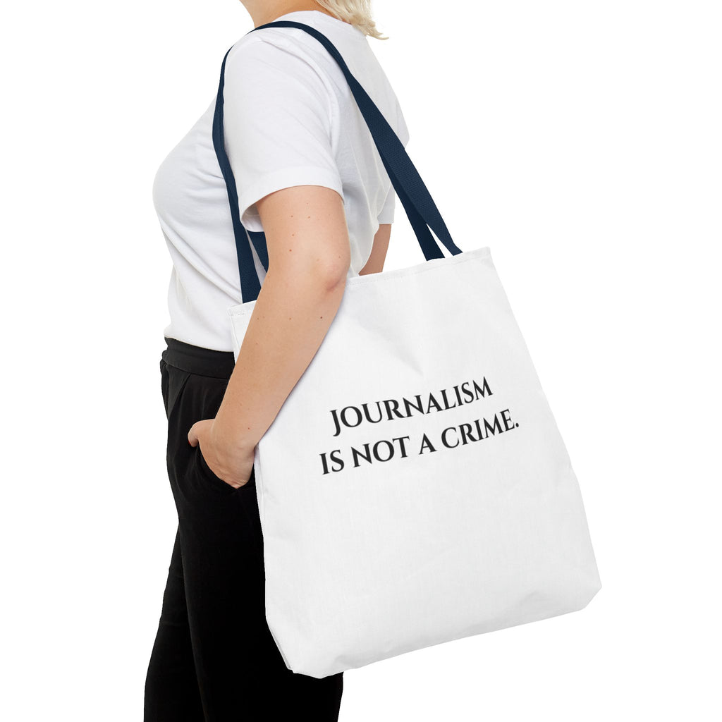 Journalism Is Not a Crime Tote Bag — Protest Statement Canvas Tote