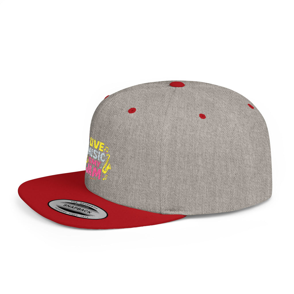 Snapback Hat — "Live Music Is My Jam" Graphic Flat Bill Cap