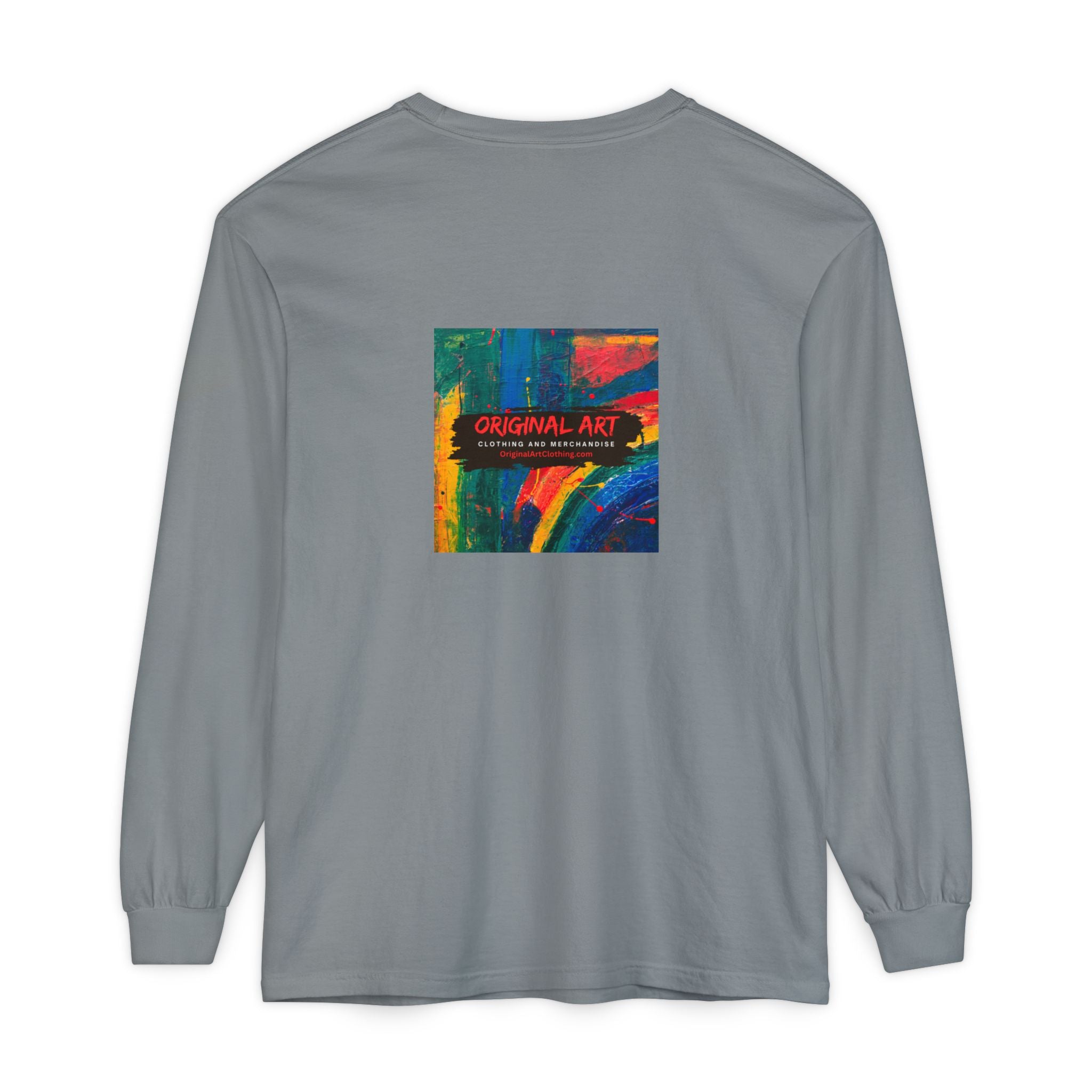 Teacher Long Sleeve T‑Shirt — “I teach. I help small humans become big thinkers.” with Colorful Original Art on Back