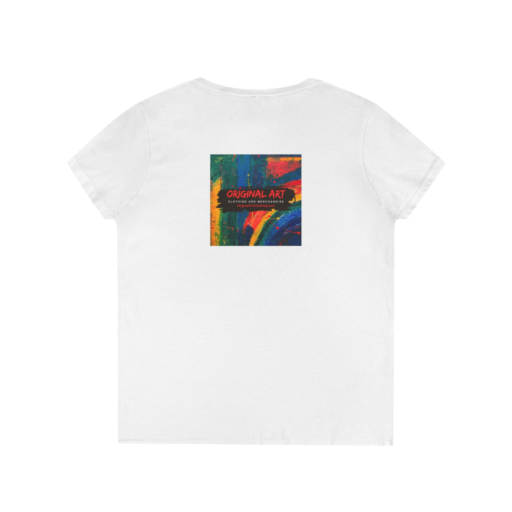 "Fancy" V-Neck Tee — 'Fancy' Cute Rainbow Graphic