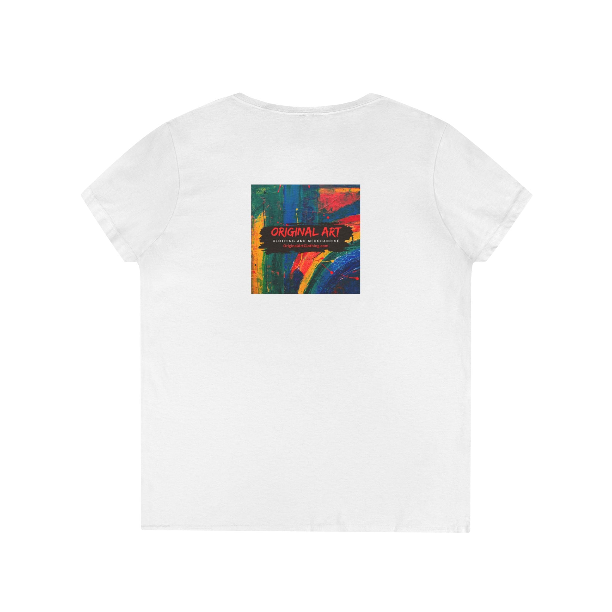 "Fancy" V-Neck Tee — 'Fancy' Cute Rainbow Graphic